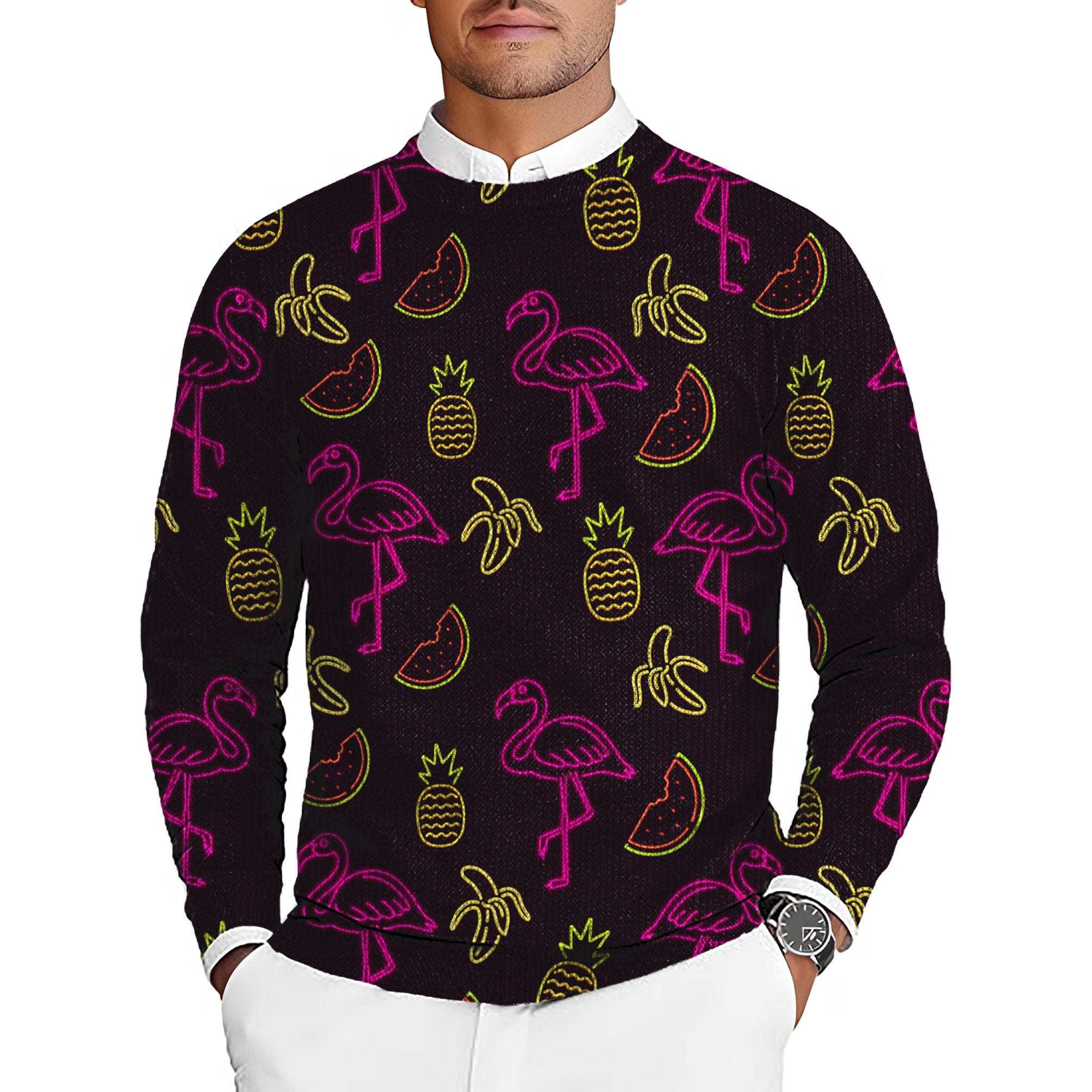 Neon Light Nonsense Men's Golf Crewneck Pullover Sweaters Ugly Sweater