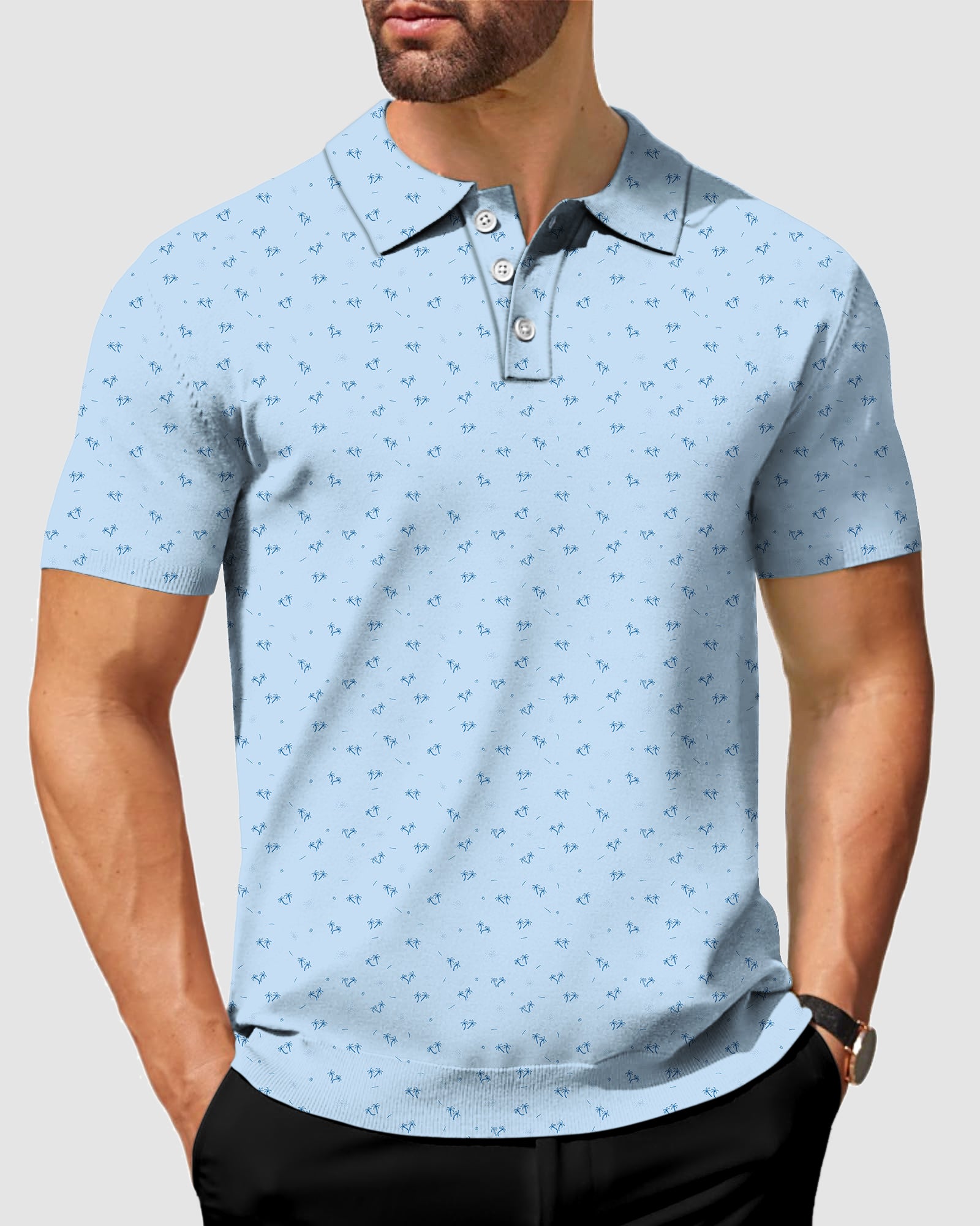 Men's Coconut tree cycle diagram golf polo