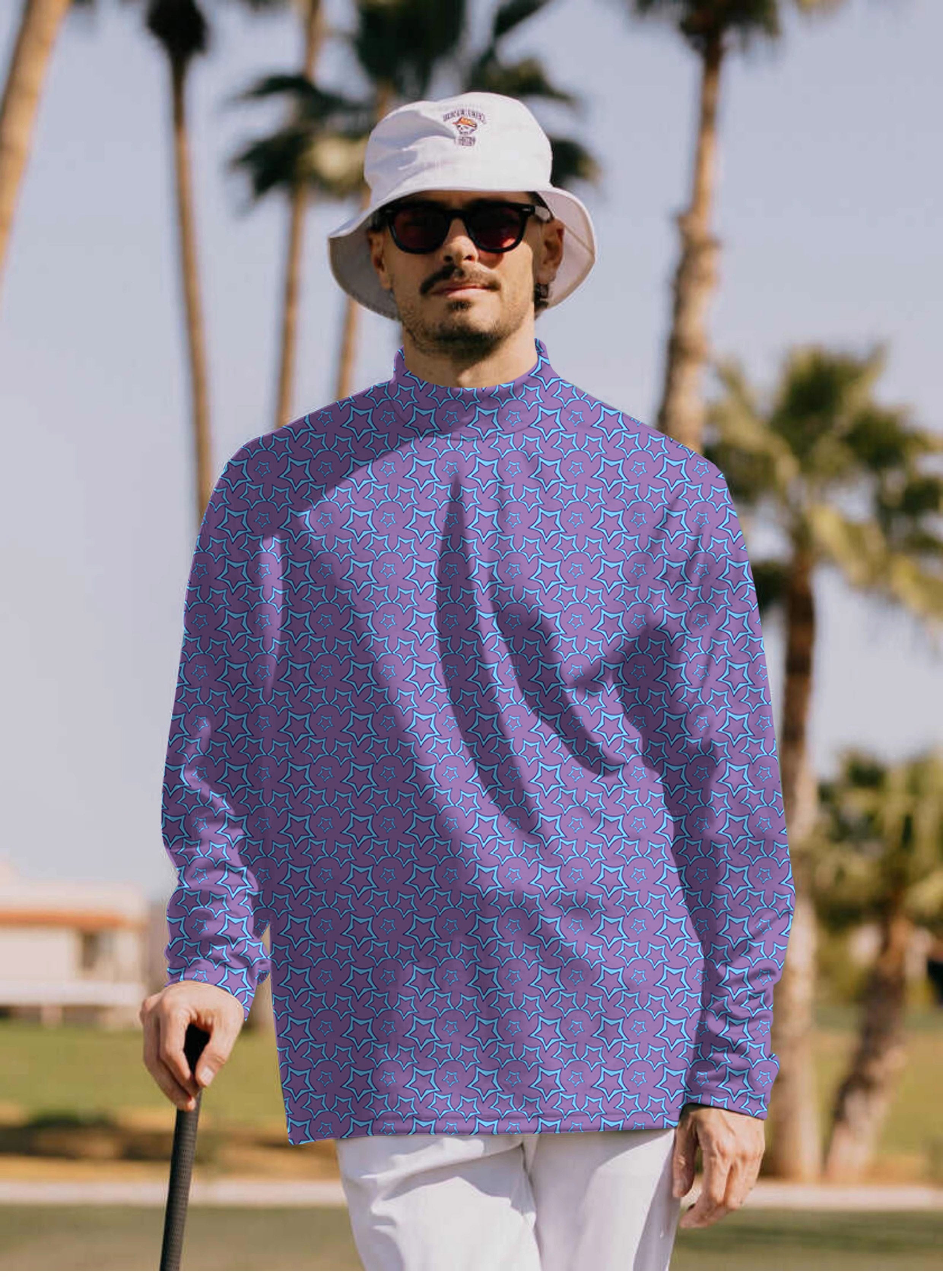 Men's Blue Star Limited Edition Pullover High neck Long/Short sleeve T-Shirt