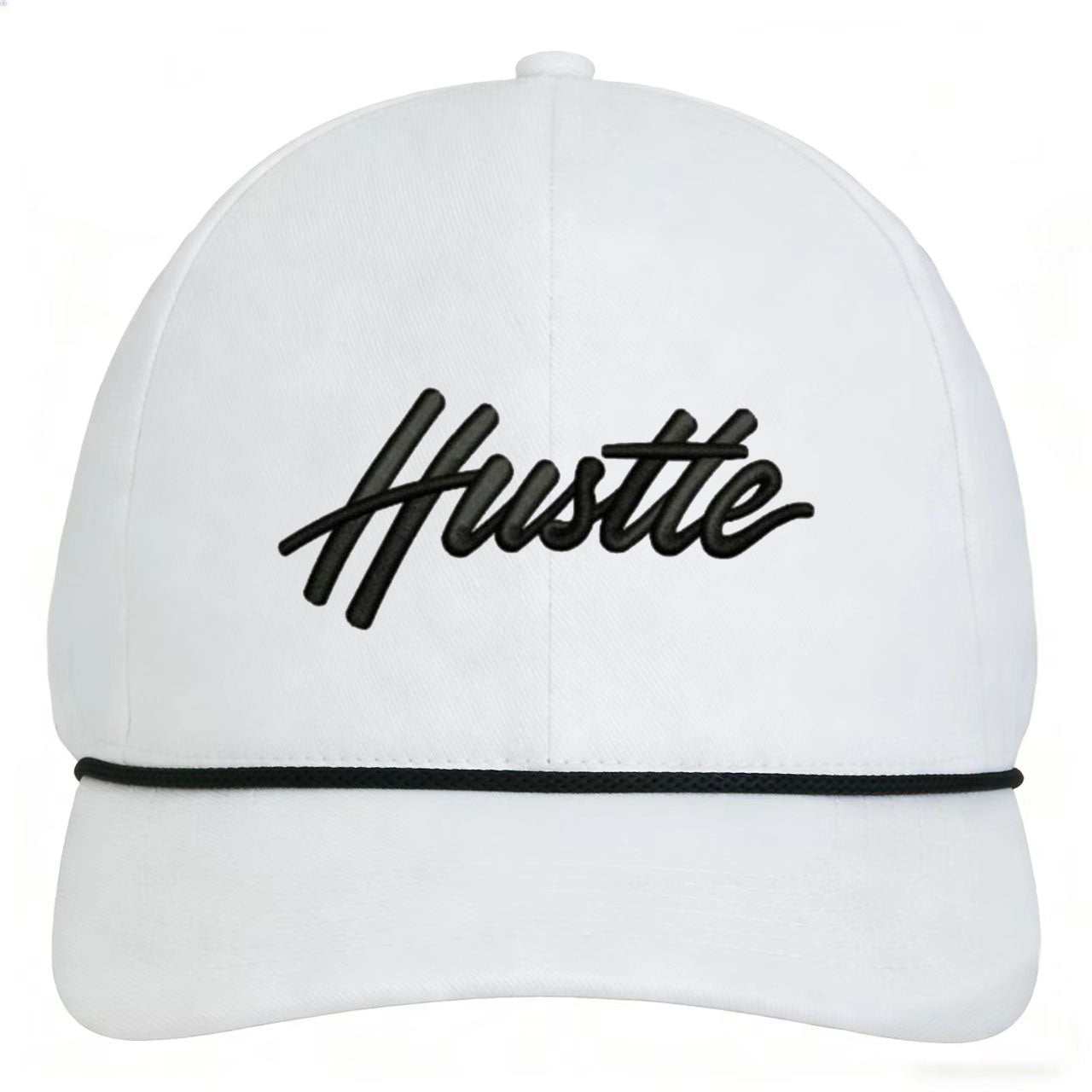 3D Embroidered Hustle Script Golf  White Name Hats