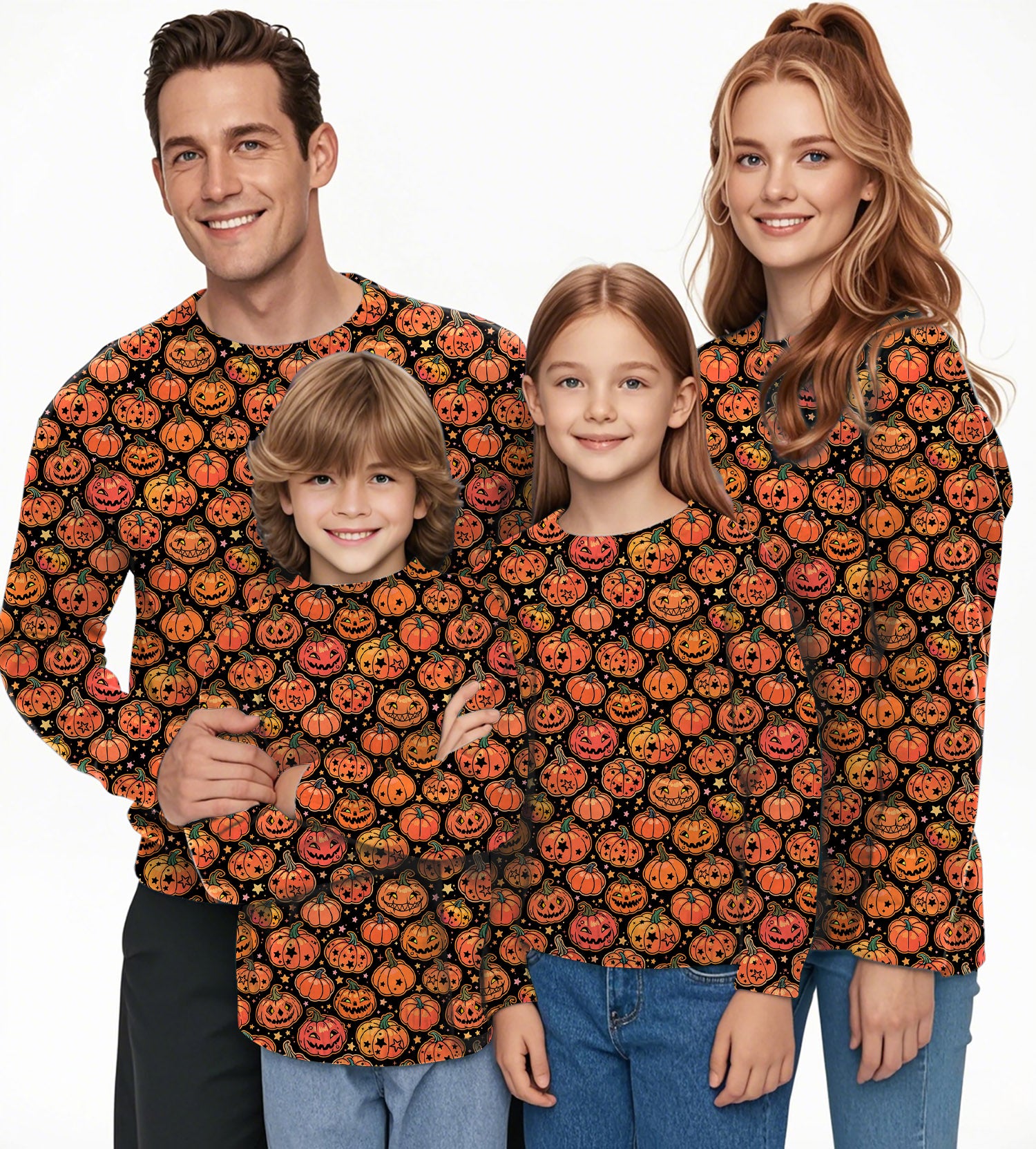 Halloween Star Pumpkin Bones Crewneck Pullover Ugly Sweater Men Women boy girl family