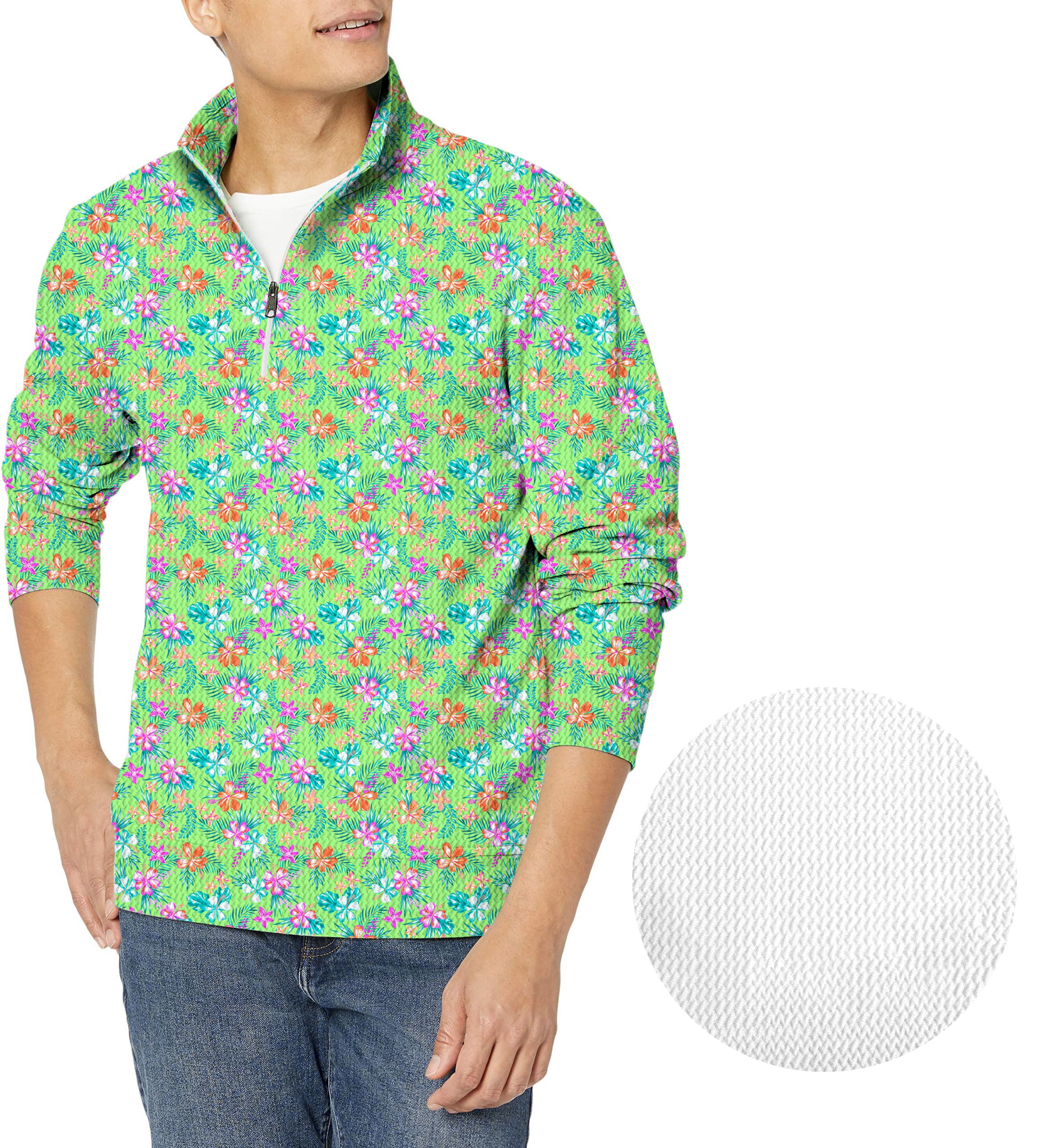 Vibrant Blossom-Men's Golf Waffle Zipper Pullover