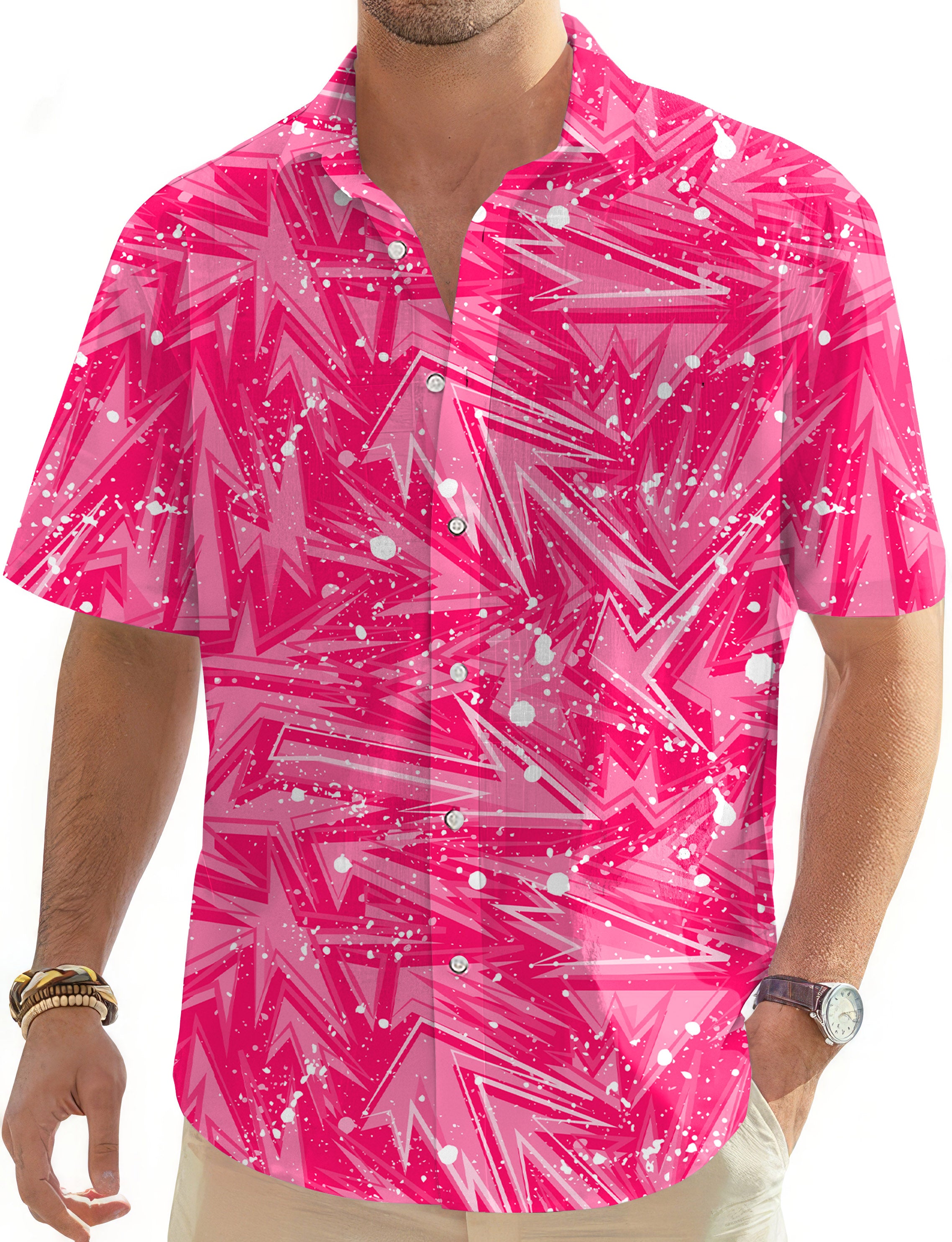 POW Men's Golf Hawaiian Shirts Button Down Shirt
