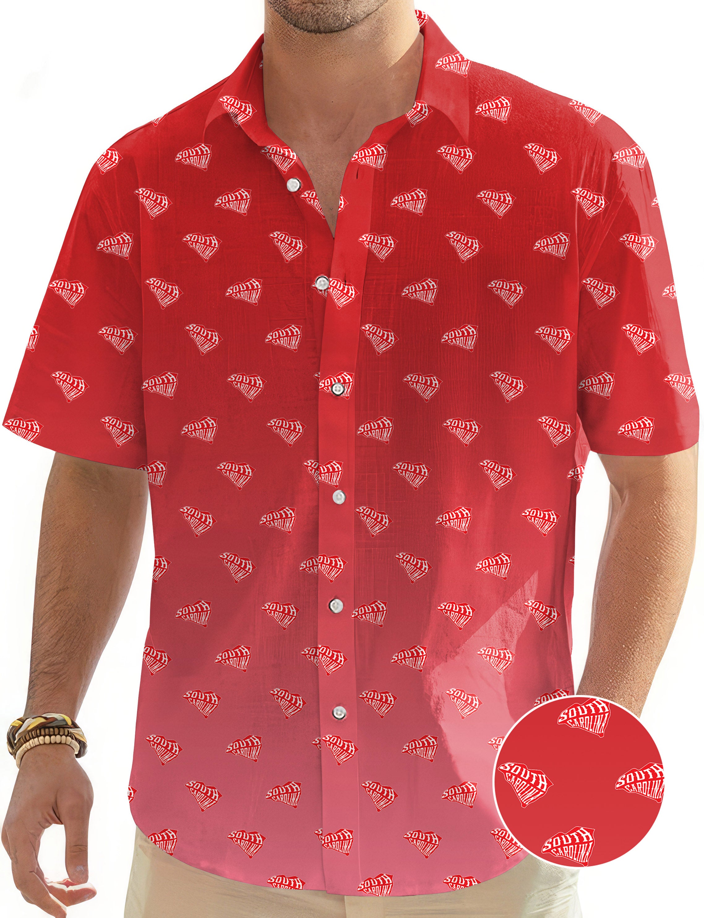Red South Carolina Men's Golf Hawaiian Shirts Button Down Shirt