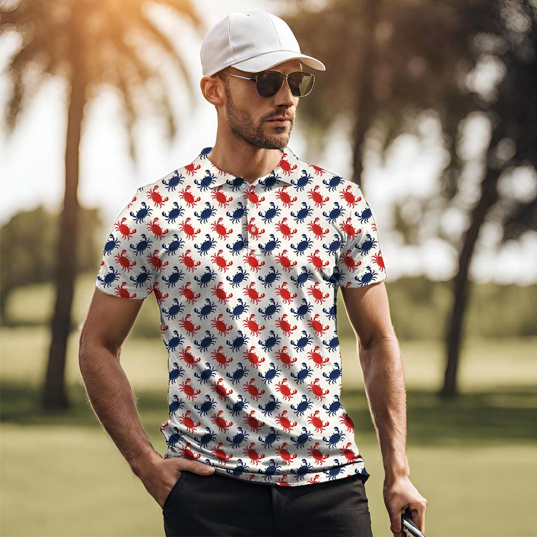 Men's golf polo Blue and red Crab