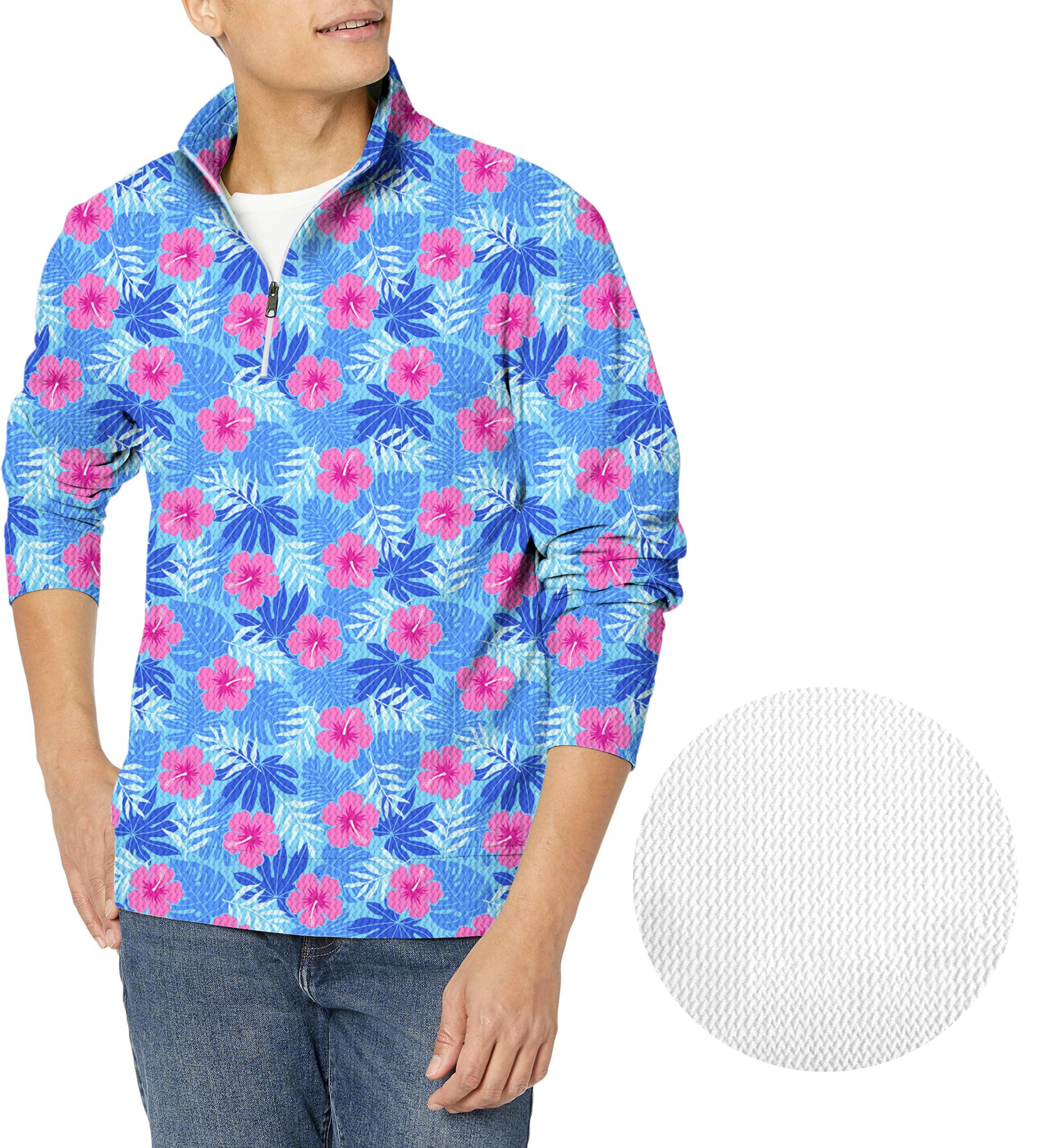 Vivid Bloom flower-Men's Golf Waffle Zipper Pullover