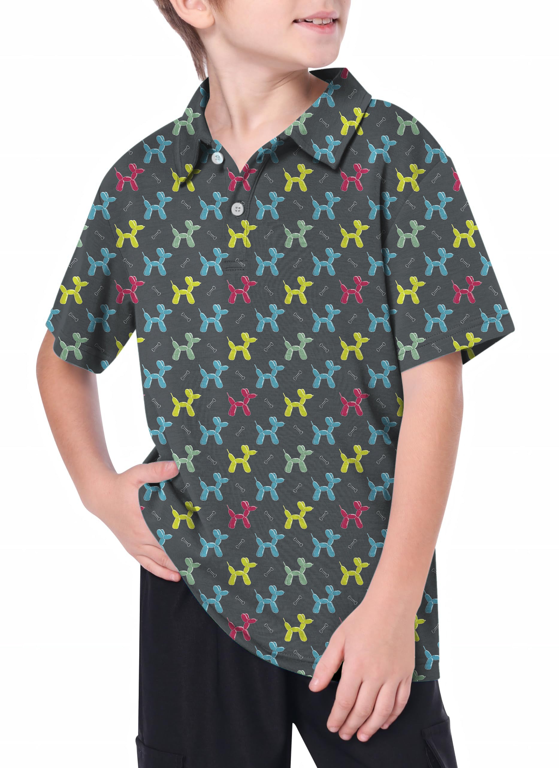 Youth Colorful Balloon Dog Golf Polo