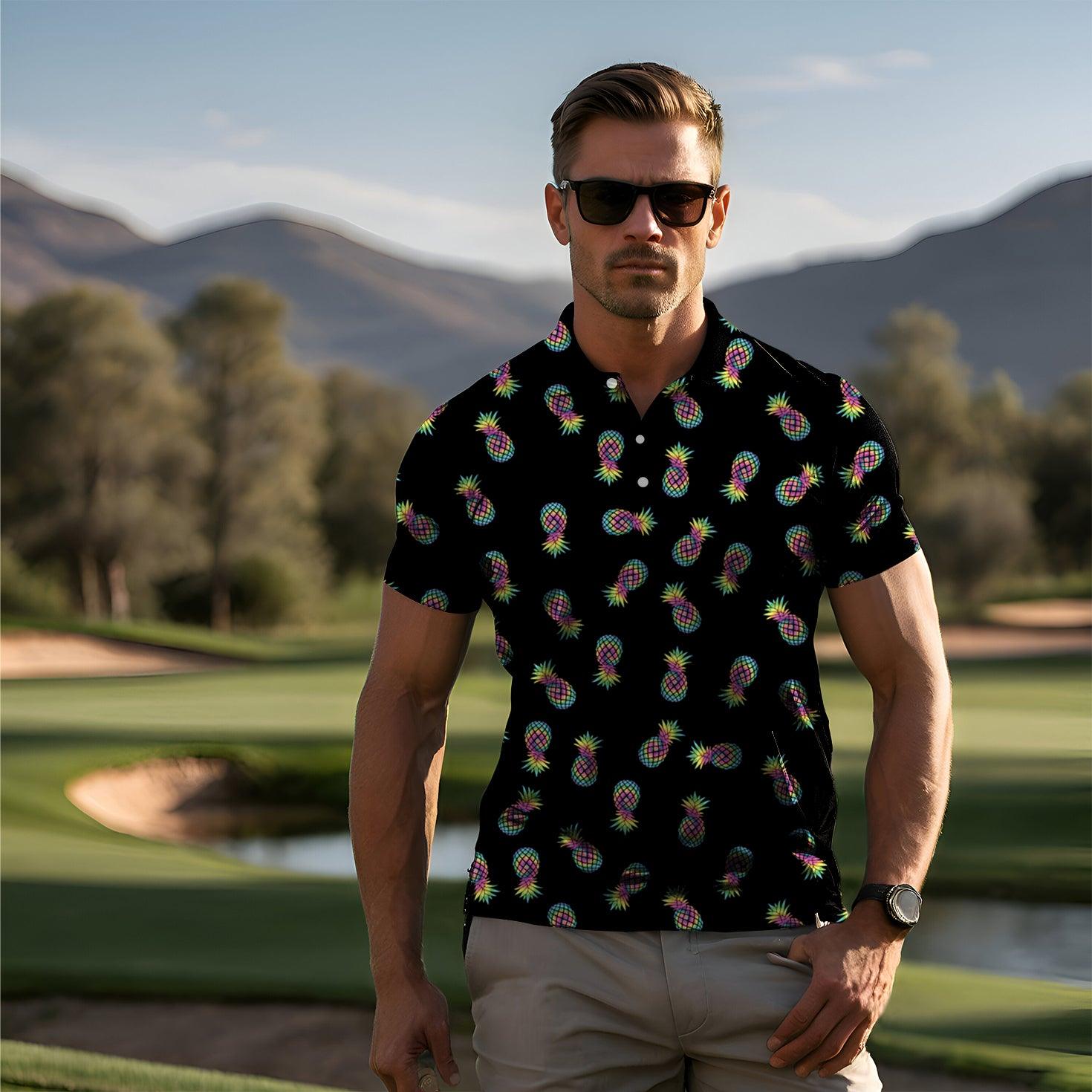 Men's golf polo Colored Pineapple