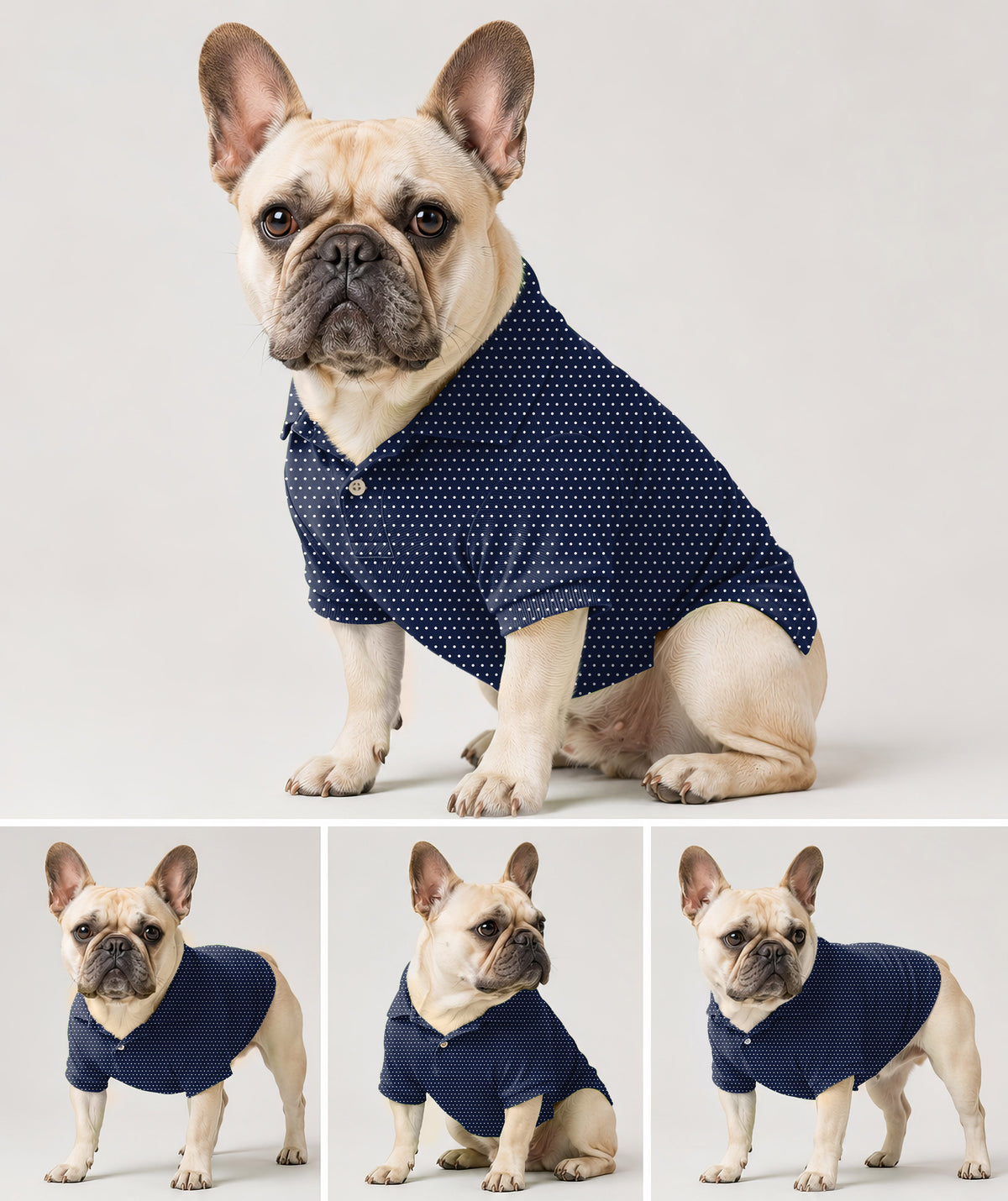 Dog's Navy blue with white polka dots Golf Polo