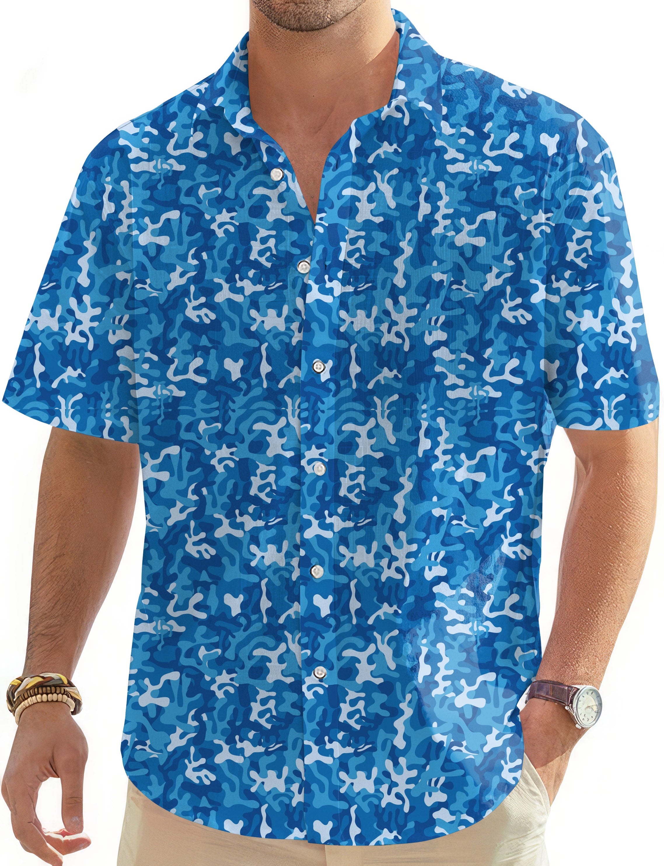 Camo-Men's Golf Hawaiian Shirts Button Down Shirt