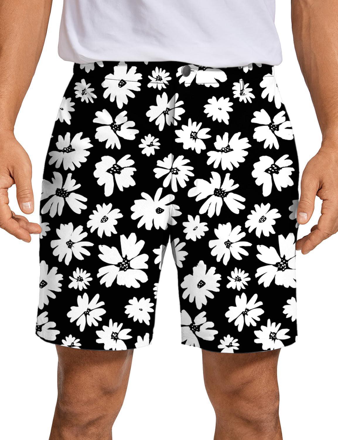 Men Zebra Daisy Golf Shorts