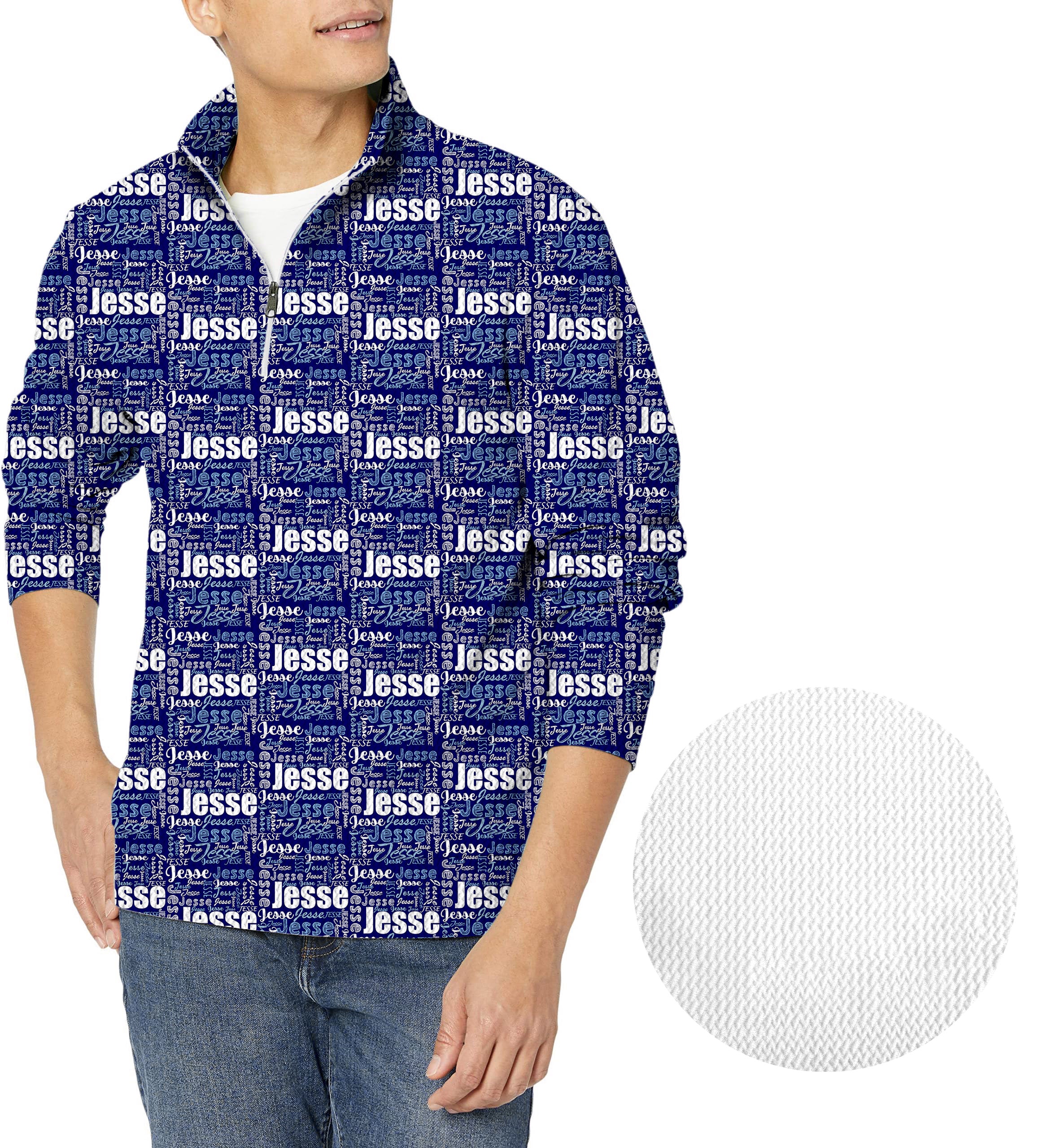 Custom name navy blue-Men's Golf Waffle Zipper Pullover