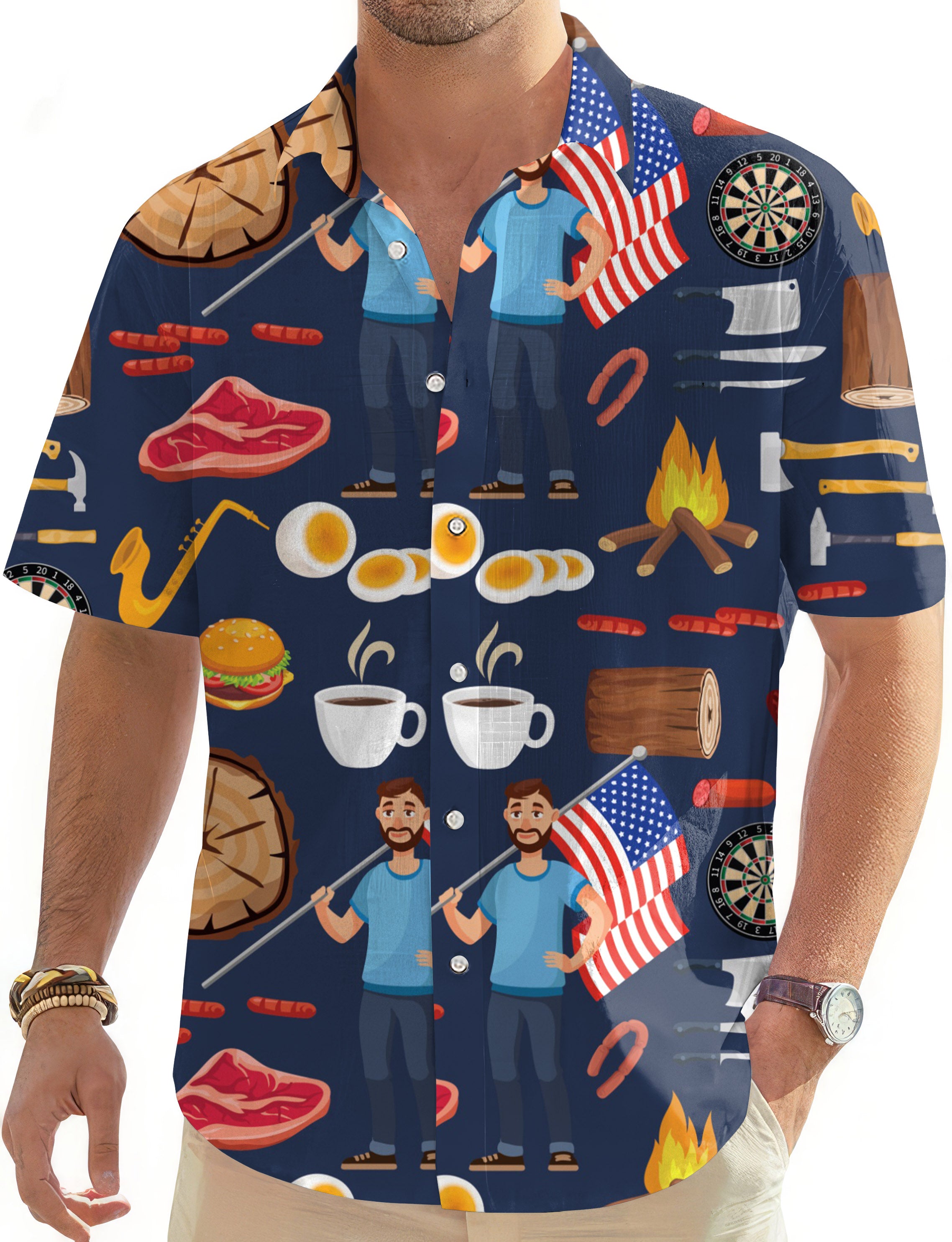 American Dream-Men's Golf Hawaiian Shirts Button Down Shirt