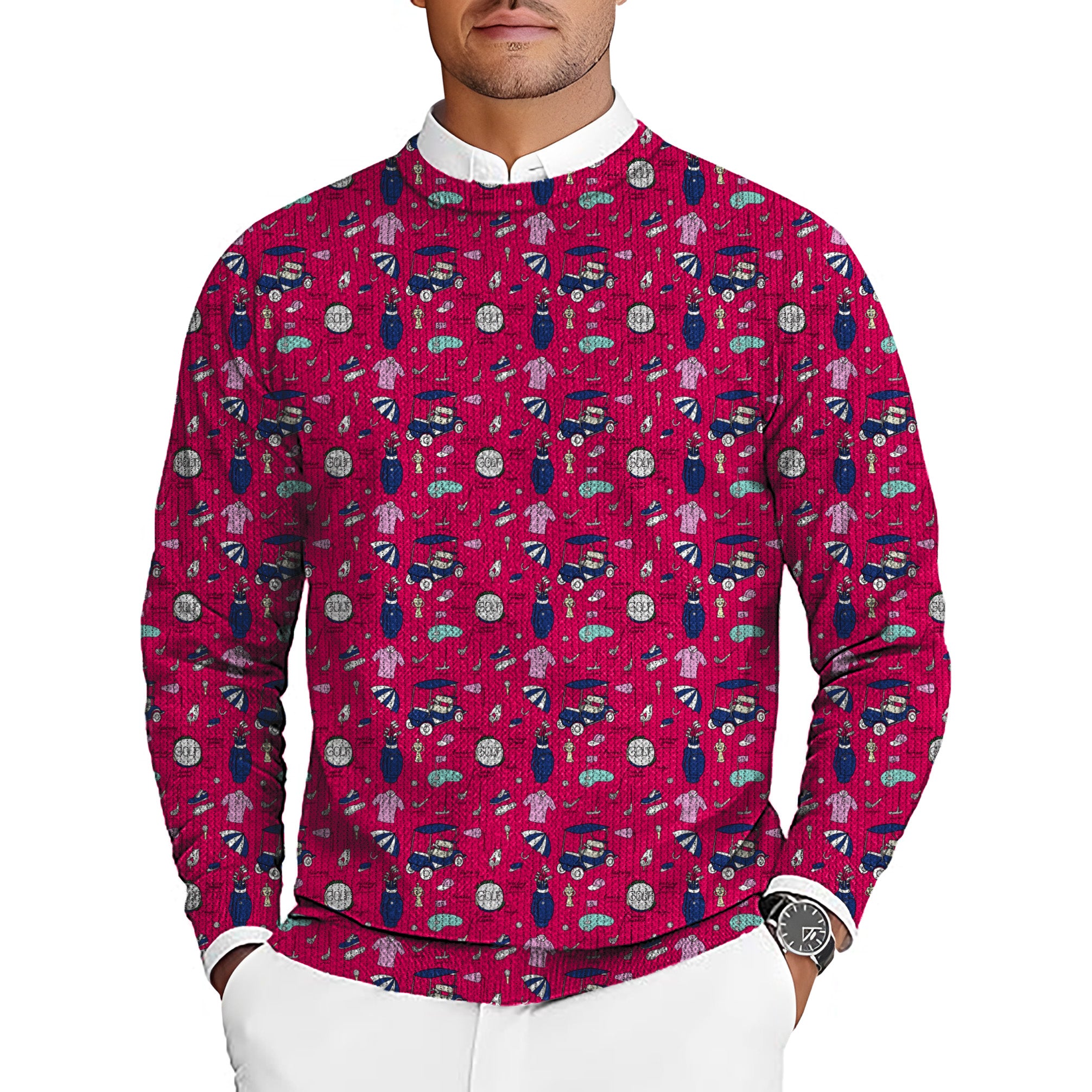 Cart Cruising Men's Golf Crewneck Pullover Sweaters Ugly Sweater