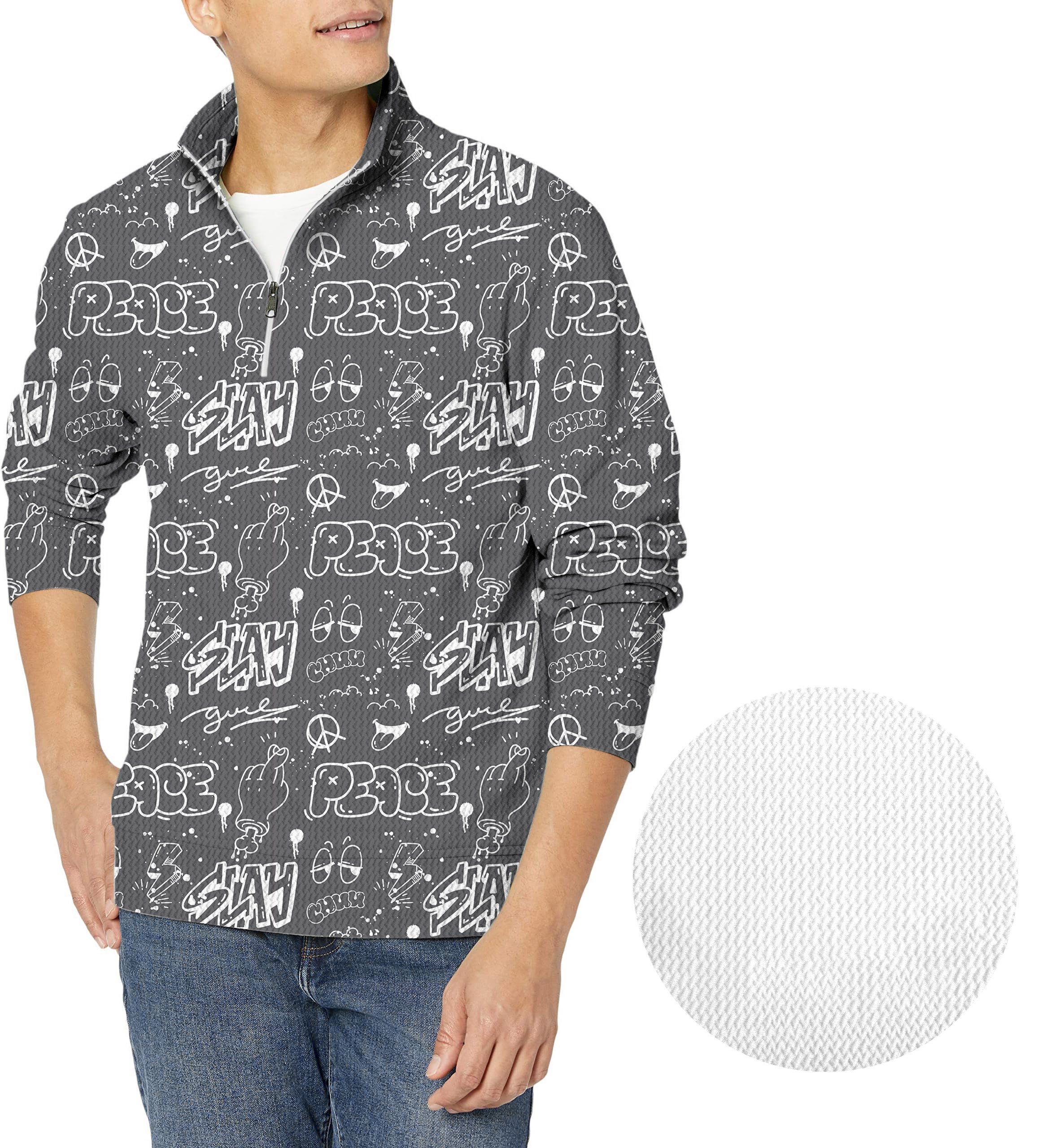 Gray Slay Peace Men's Golf Waffle Zipper Pullover