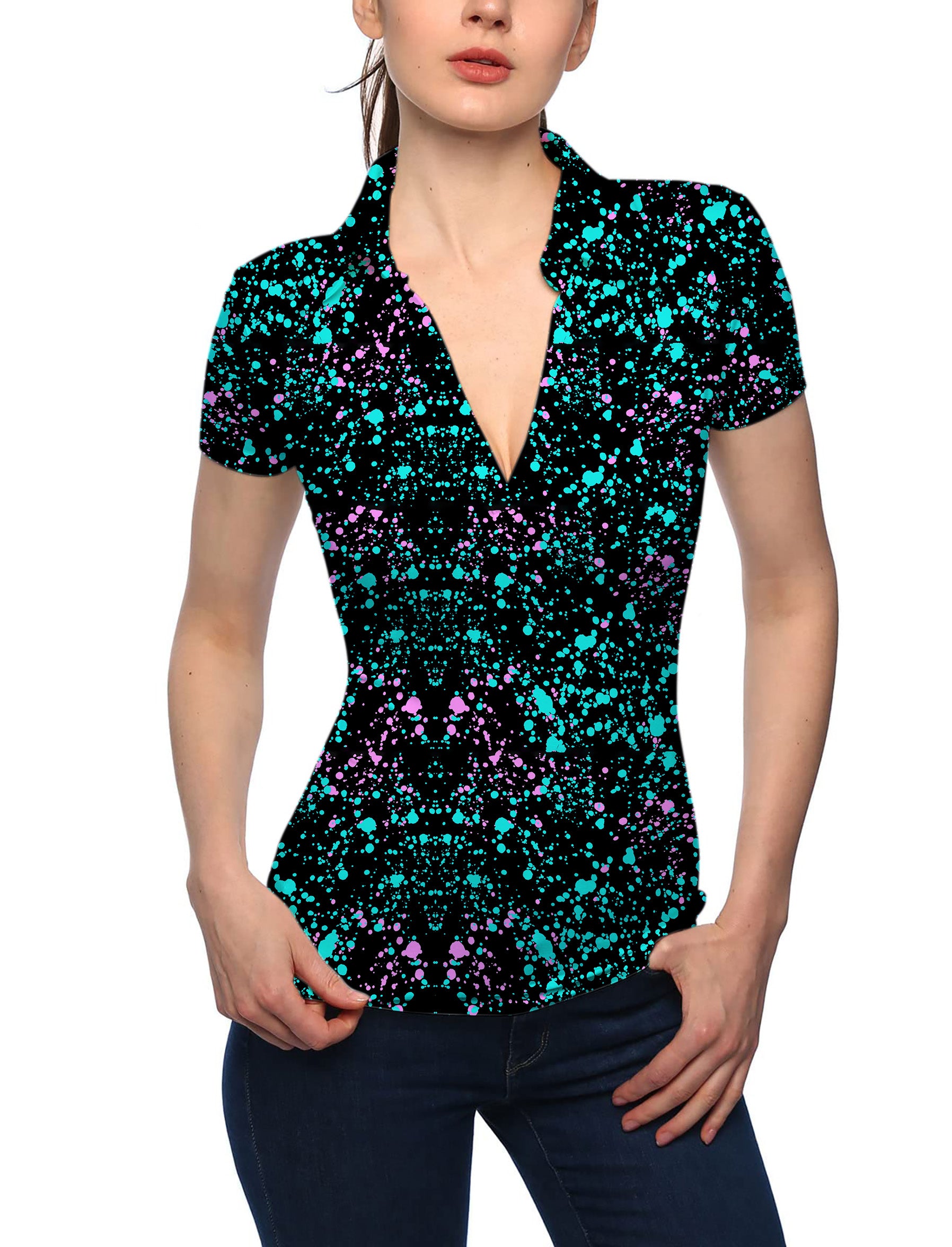 Women's GALAXIES V Neck Golf Polo