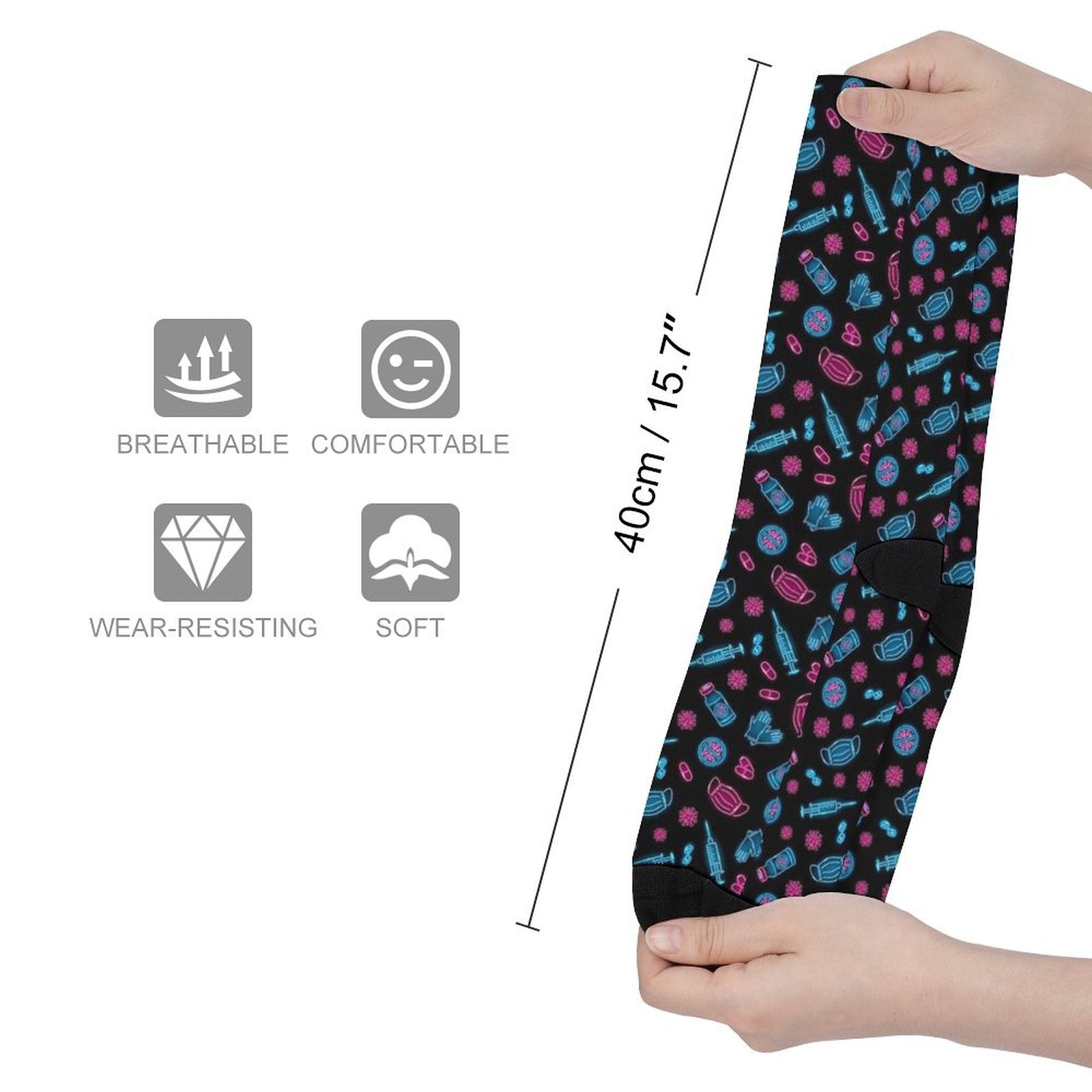 Neon Nurse Prined socks Gifts for Men Women
