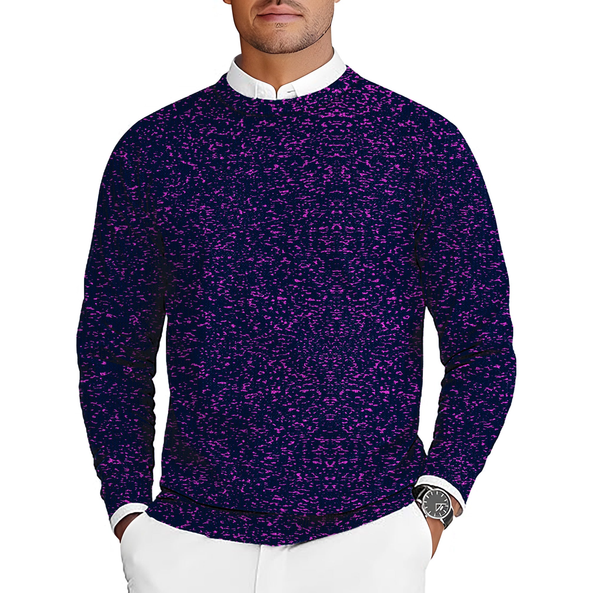 Purple spots Men's Golf Crewneck Pullover Sweaters Ugly Sweater