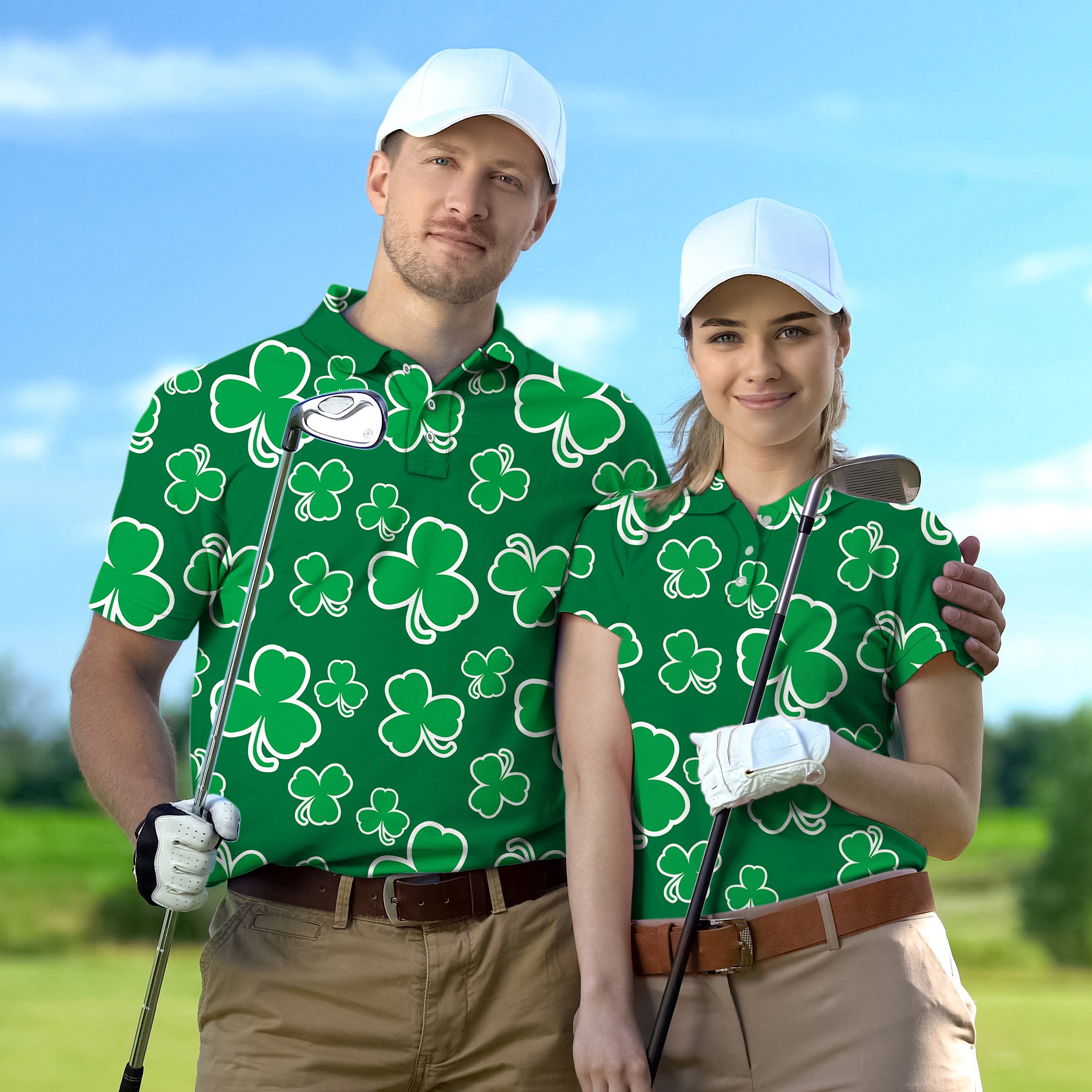 couple Leaf clover St. Patrick's Day set Golf Championship Trophy tournament