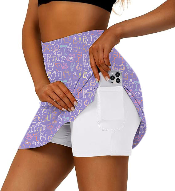 Women's Here for the Drinks Golf Skirts Inner Shorts Pocket