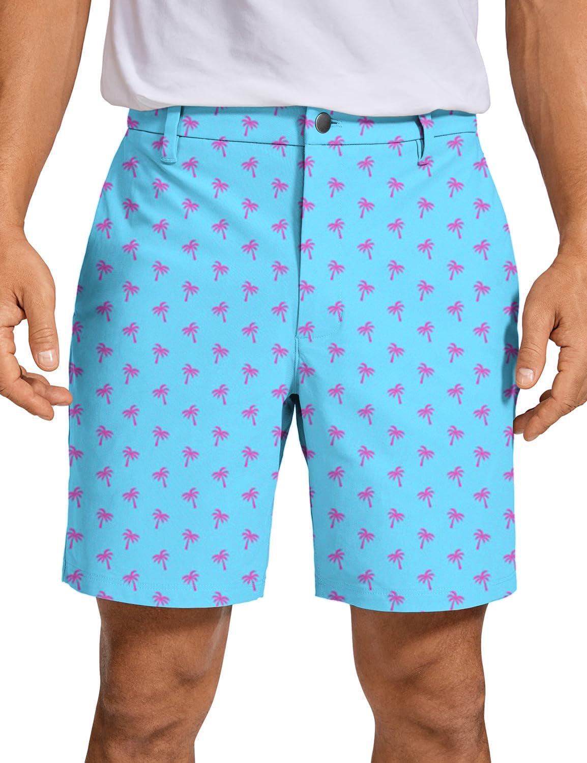 Men Pink Palm Trees Golf Shorts