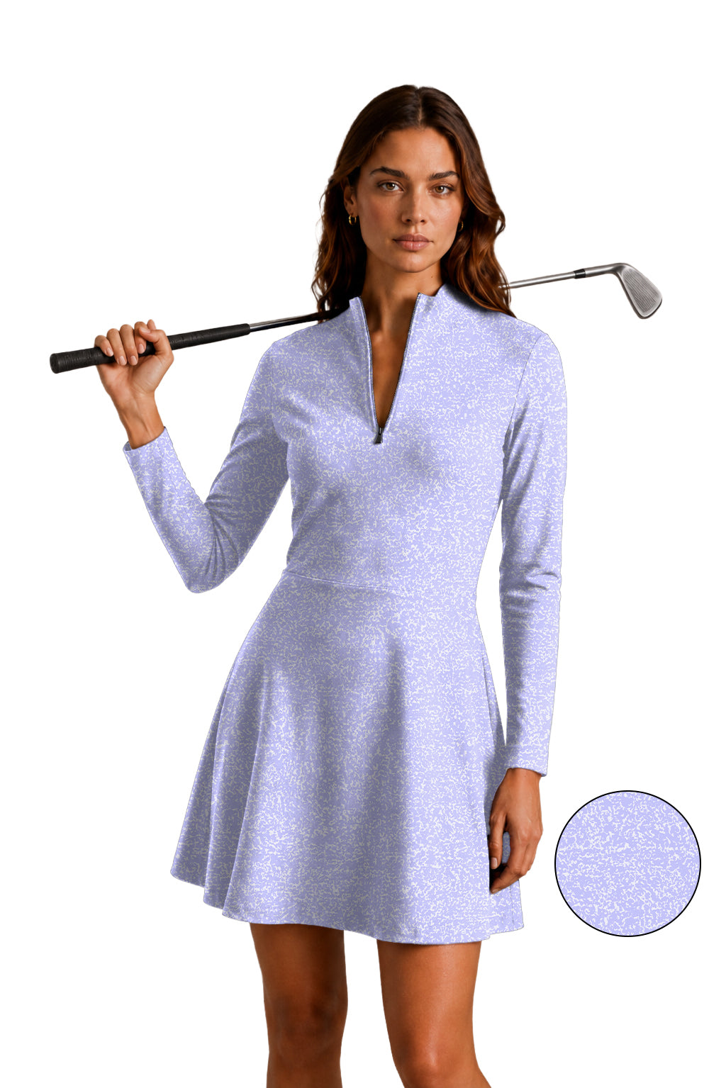 Lavender Links Women's Golf Long Sleeve Zipper Dresses Comes with separate matching shorts