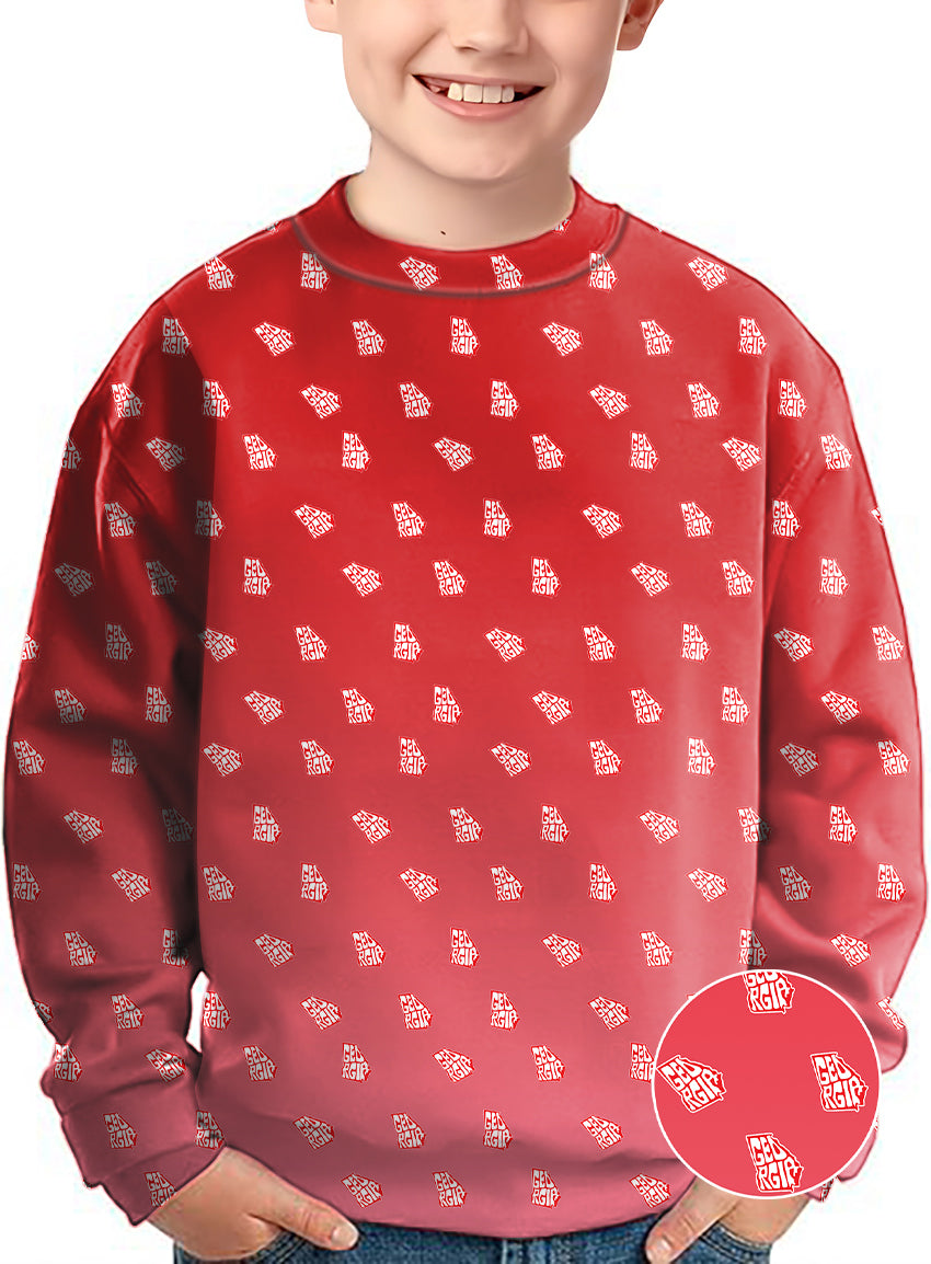 Red Georgia Crewneck Pullover Kids Ugly Sweater