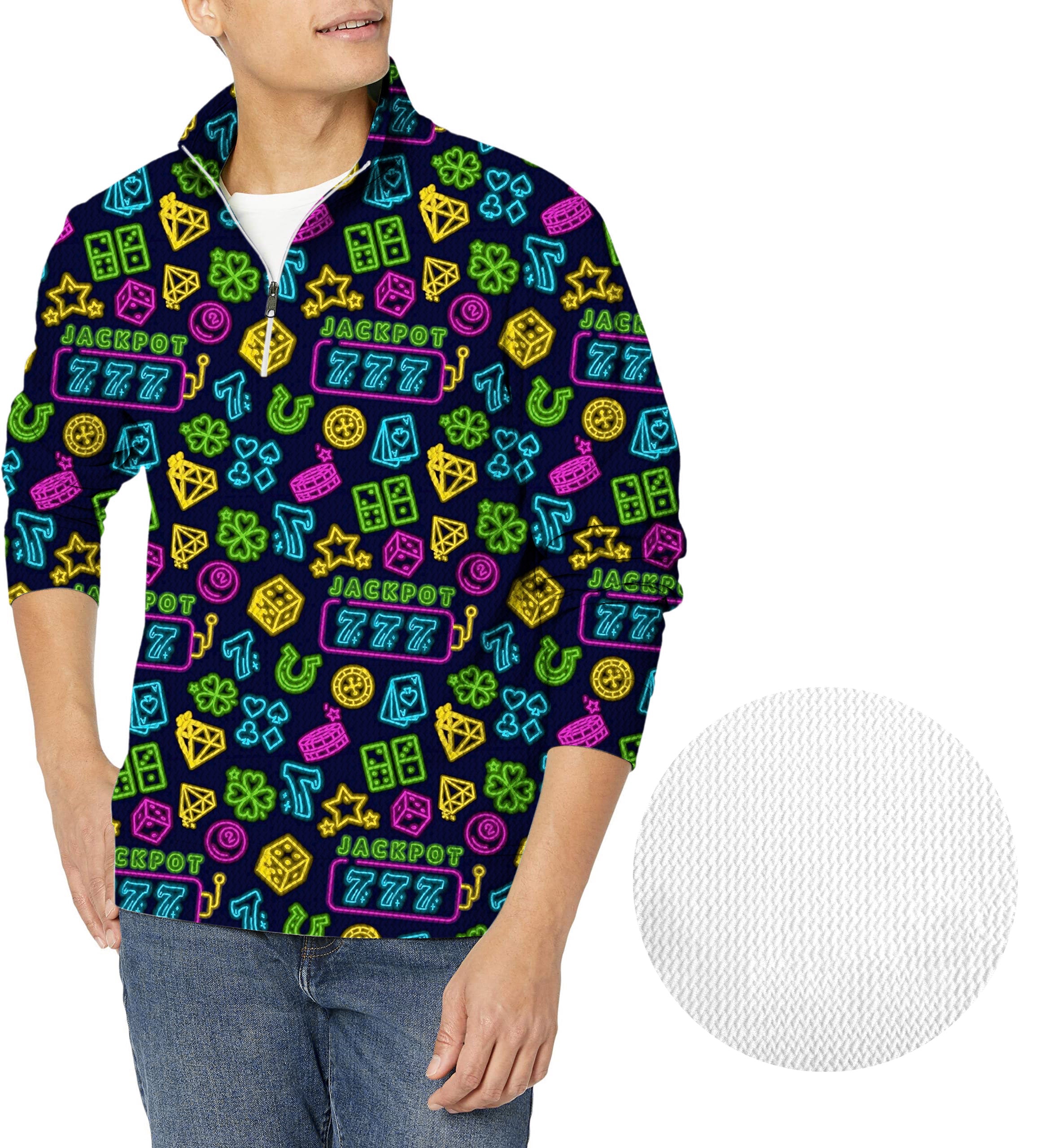 Hitting Jackpots-Men's Golf Waffle Zipper Pullover