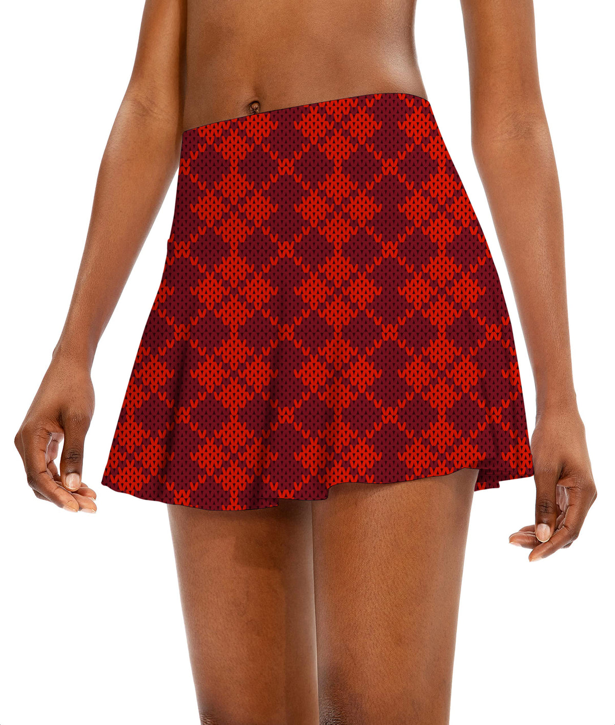 Christmas Red Women's Athletic Golf Skorts Flared Skirts