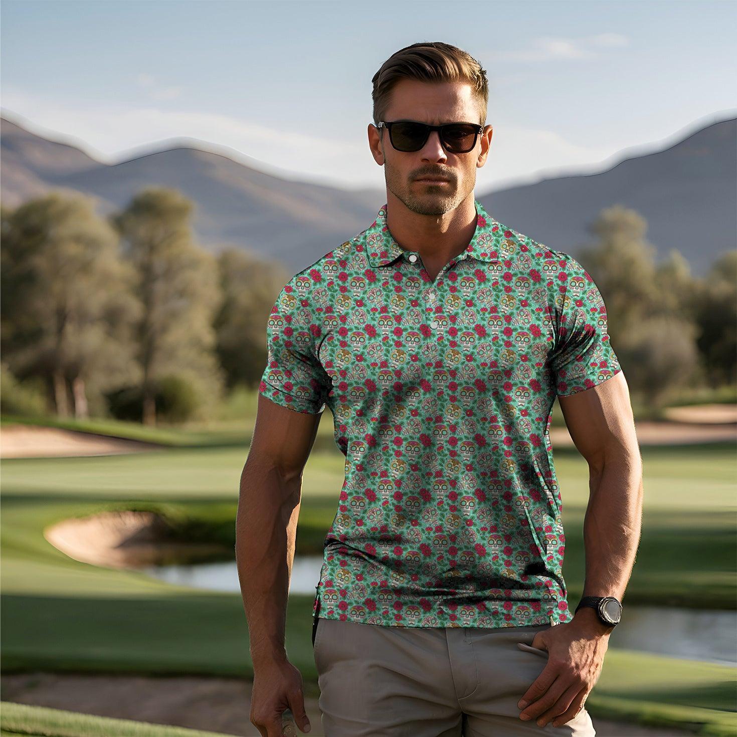 Skull and Rose Men's golf polo