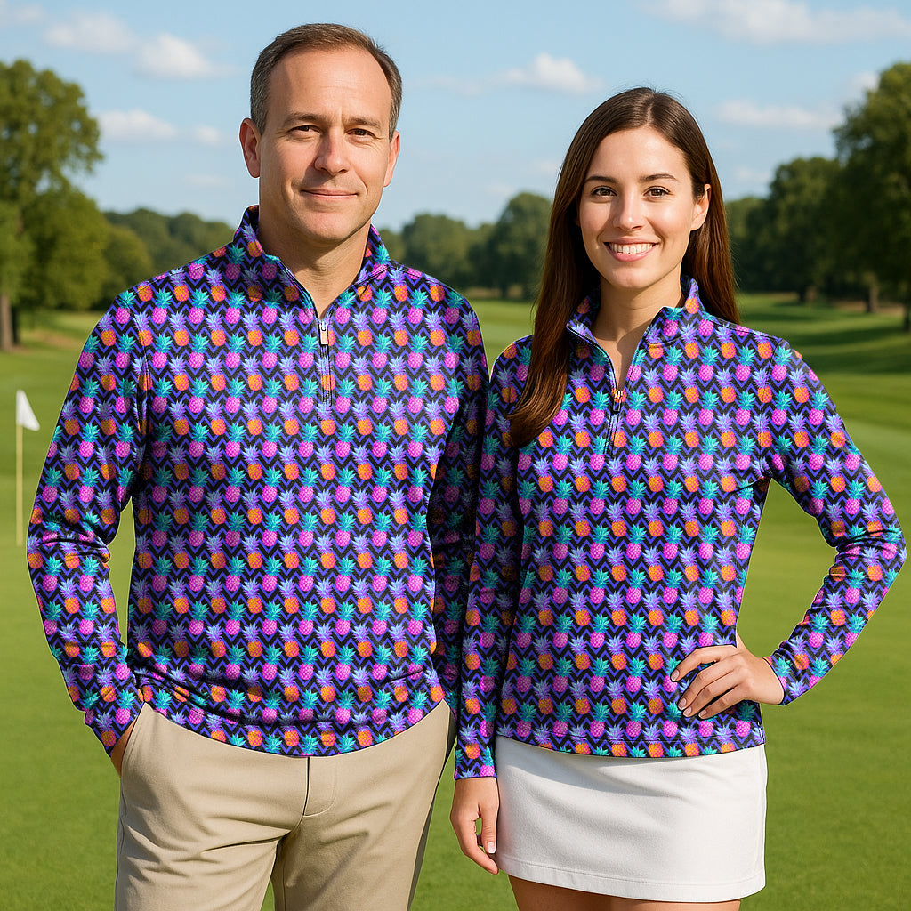 Pineapple Couple Golf Active 3/4 Zip Top