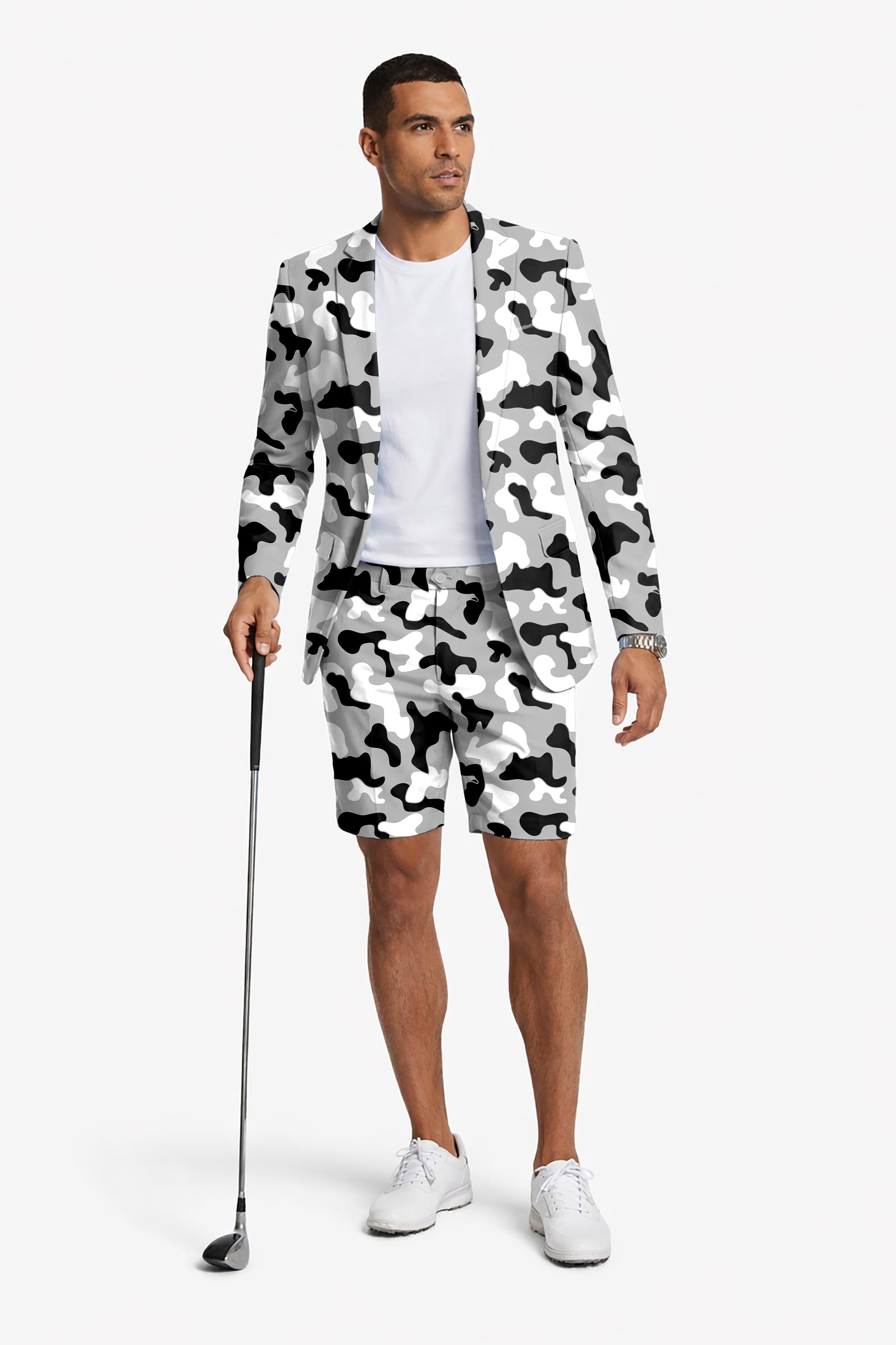 Grey camouflage limited edition Men's Party Costumes-Theme Party 2pcs Suit set-Blazer Shorts