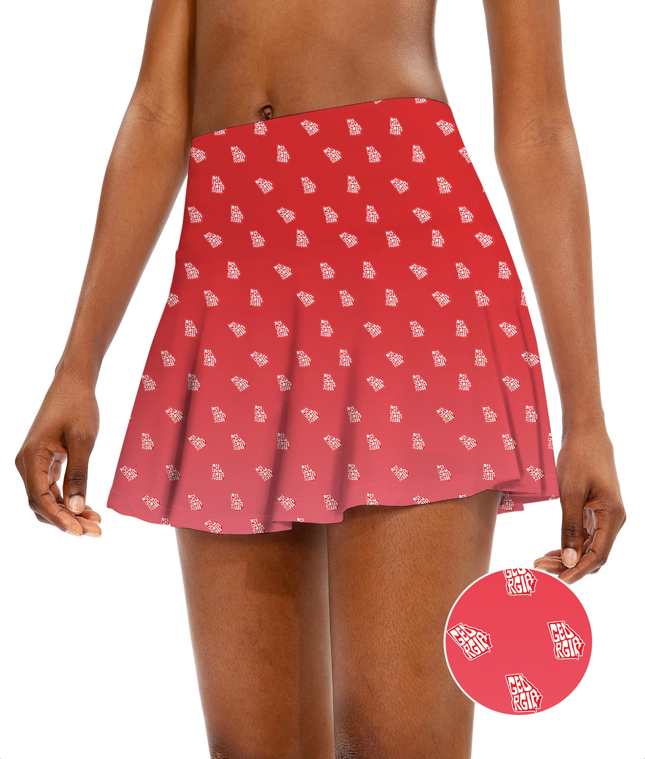 Red Georgia Women's Athletic Golf Skorts Flared Skirts