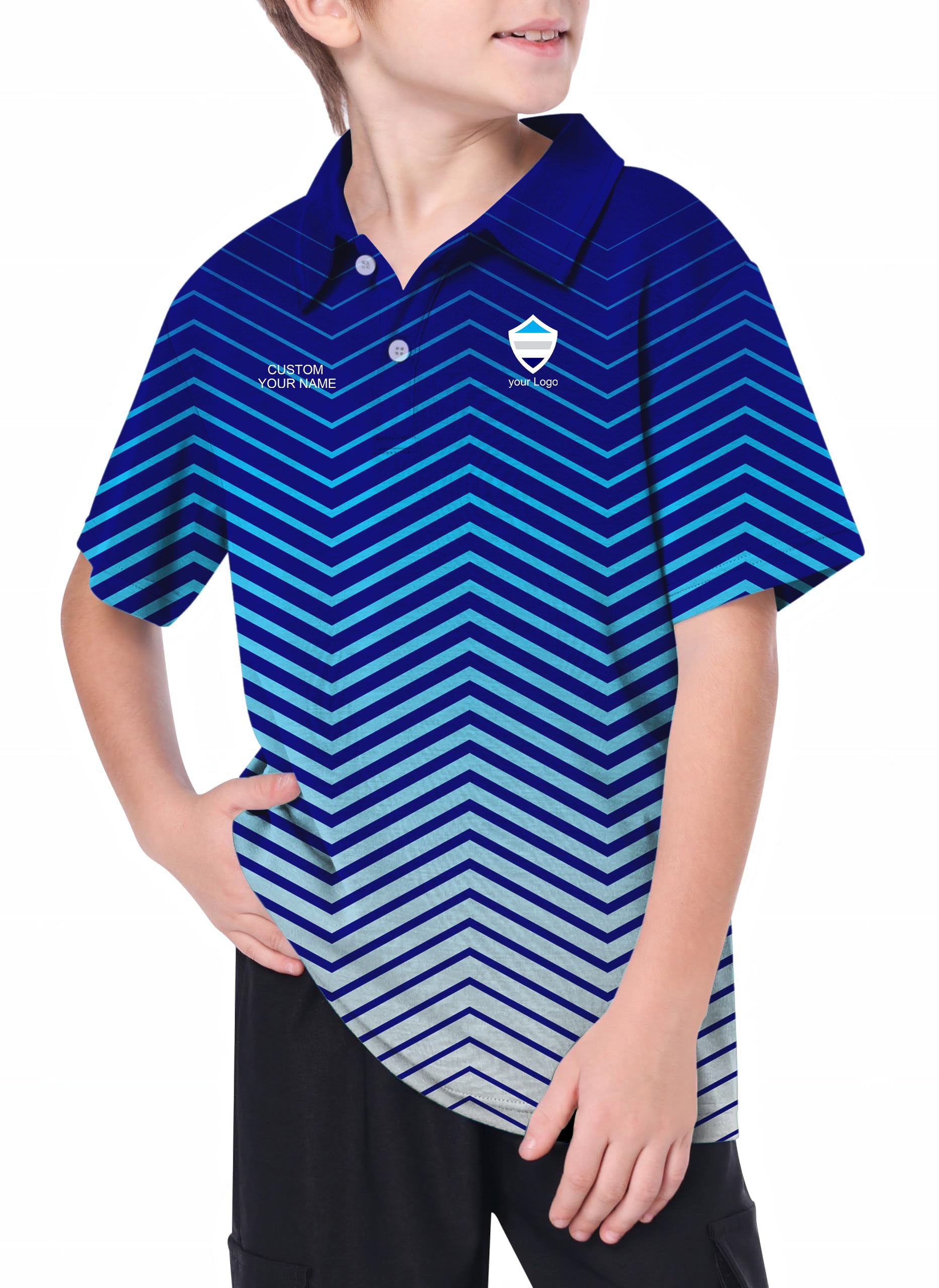 Youth blue white sport Team Golf Polo