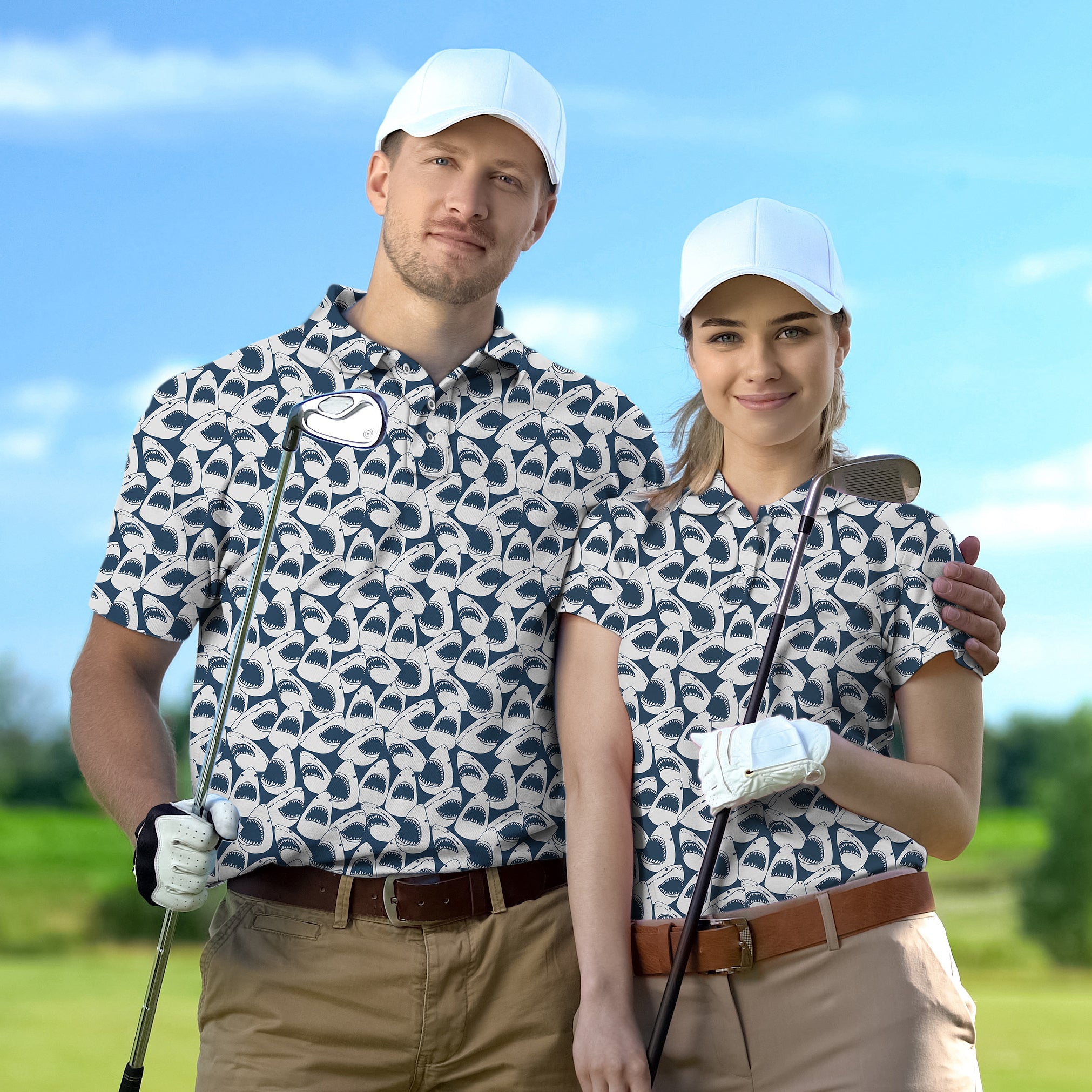 Golf Polo Couple Family set Shark Attack tournament