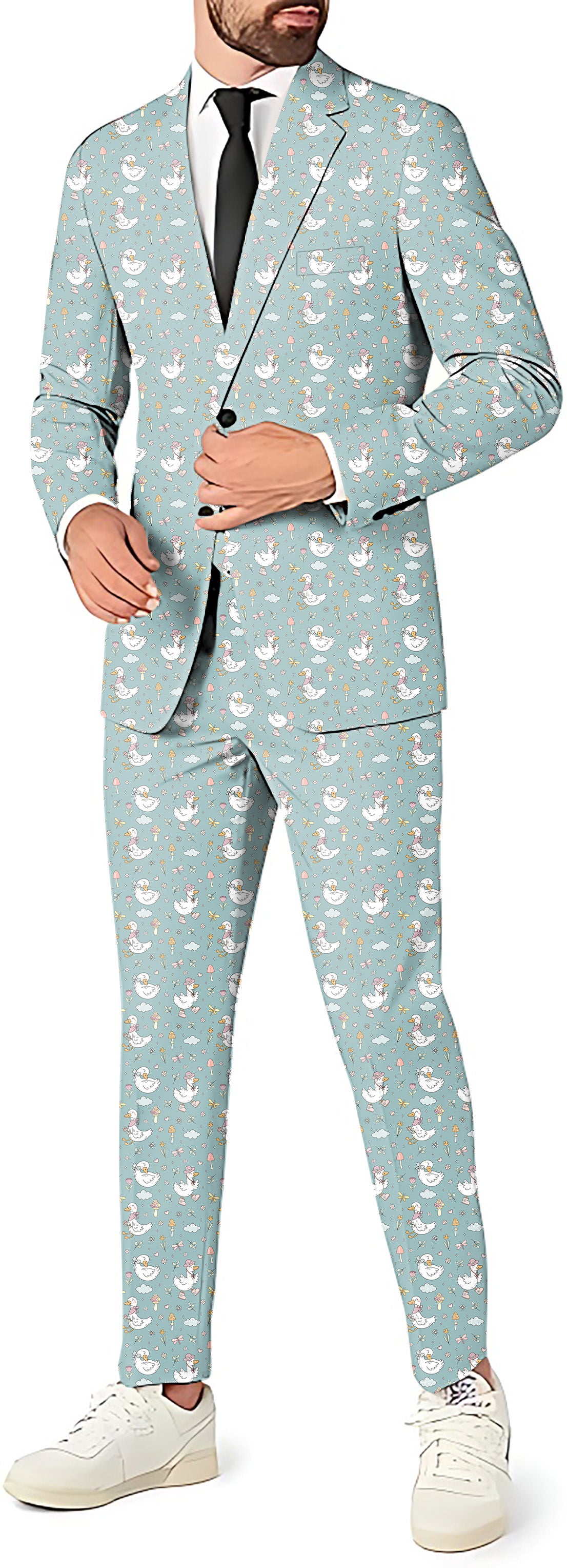 Cute Duck Floral Men's Party Costumes-Theme Party 2 or 3pcs Suit set-Blazer Pants & Vest