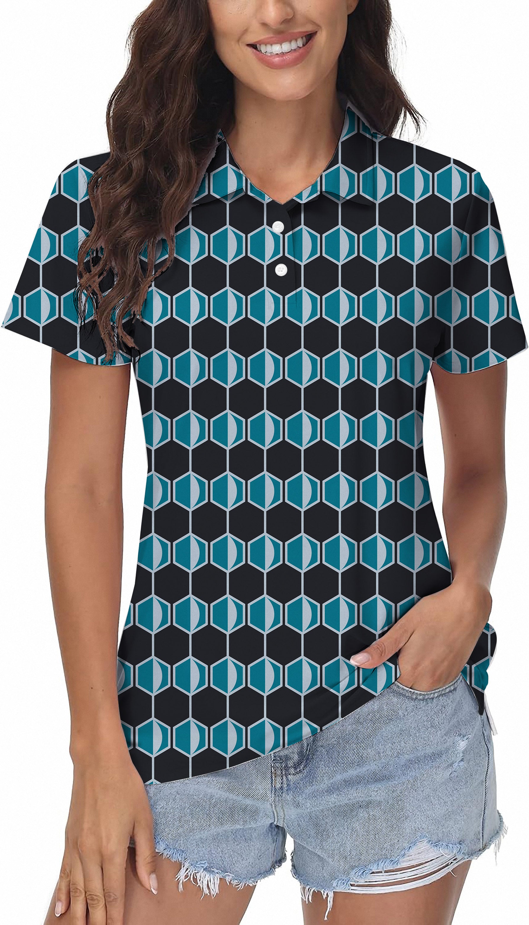 navy blue Hexagon Women's Golf Polo limited edition