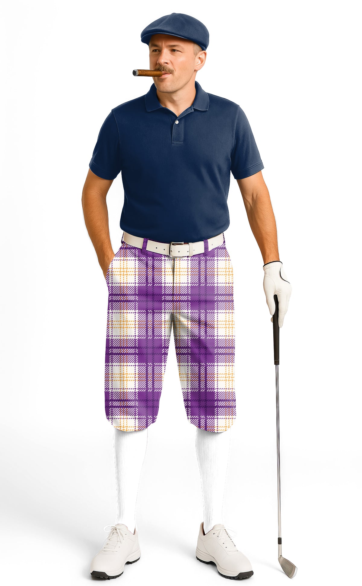 Halloween purple and yellow grid patternn's Golf Knickers Pants