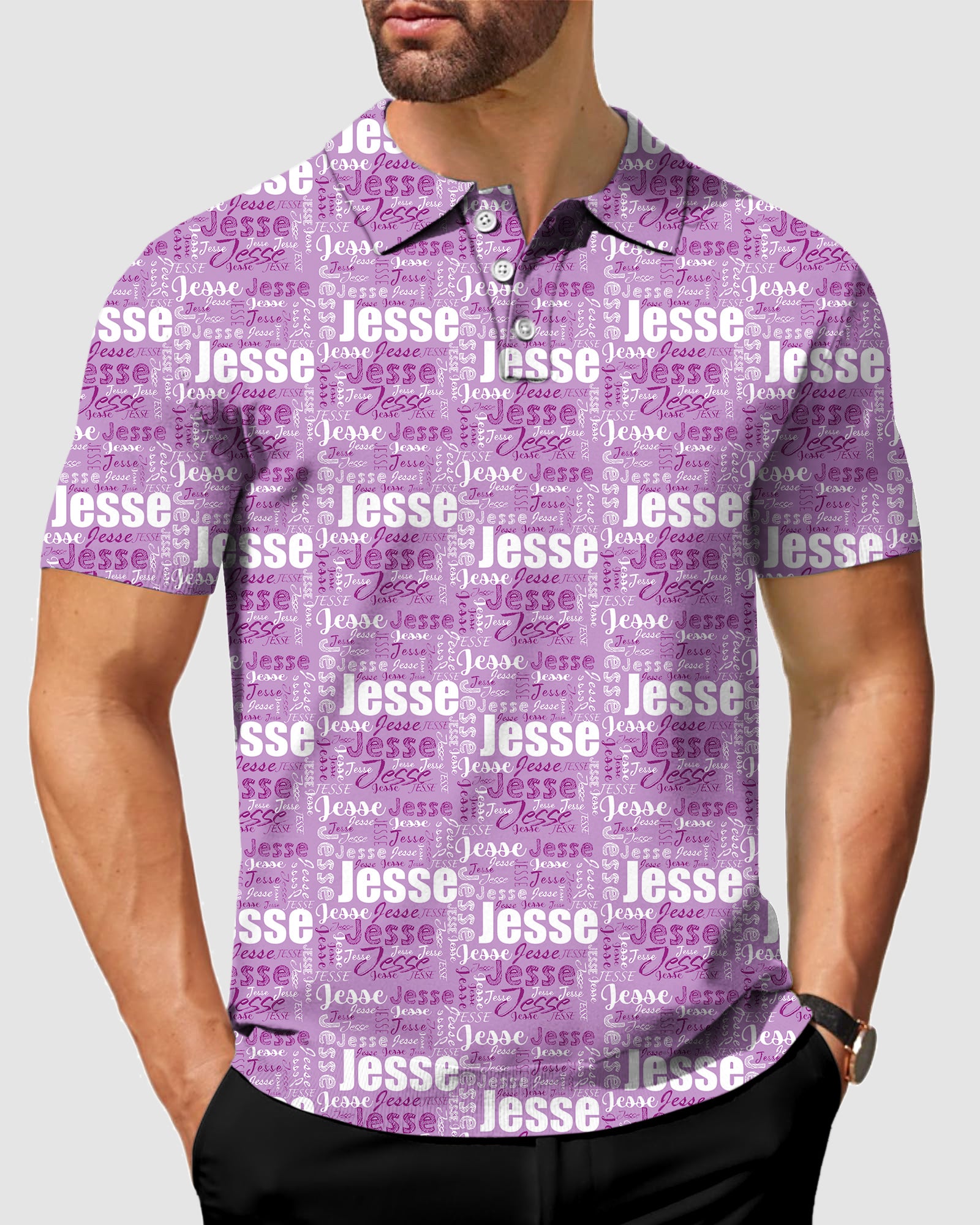Men's Custom name amethyst Golf Polo