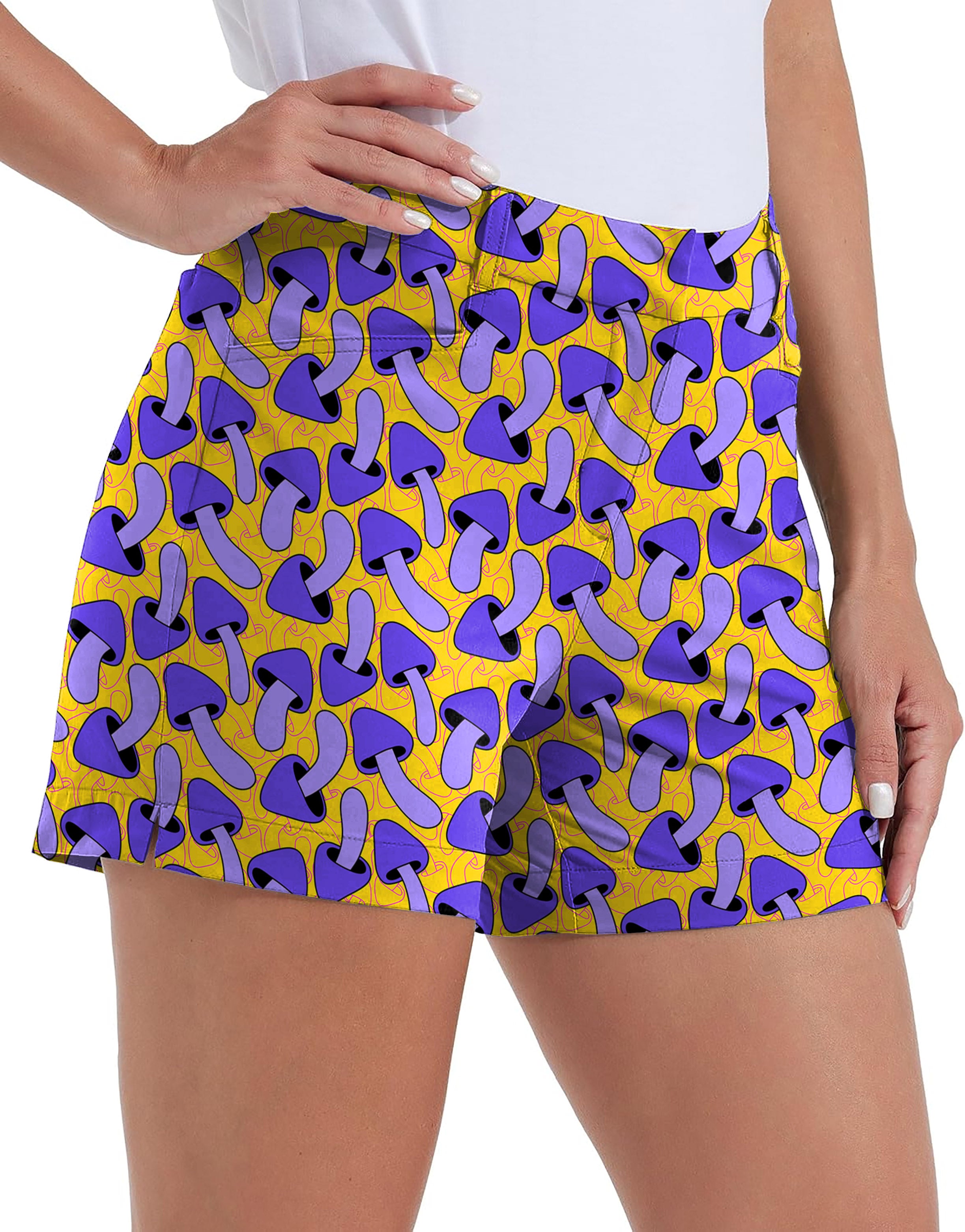 Psychedelic Mushroom Print Polo Own Logo 4.5/7/10 Golf Shorts Quick-Drying Woman Outdoor Casual Shorts With Pockets Waterproof
