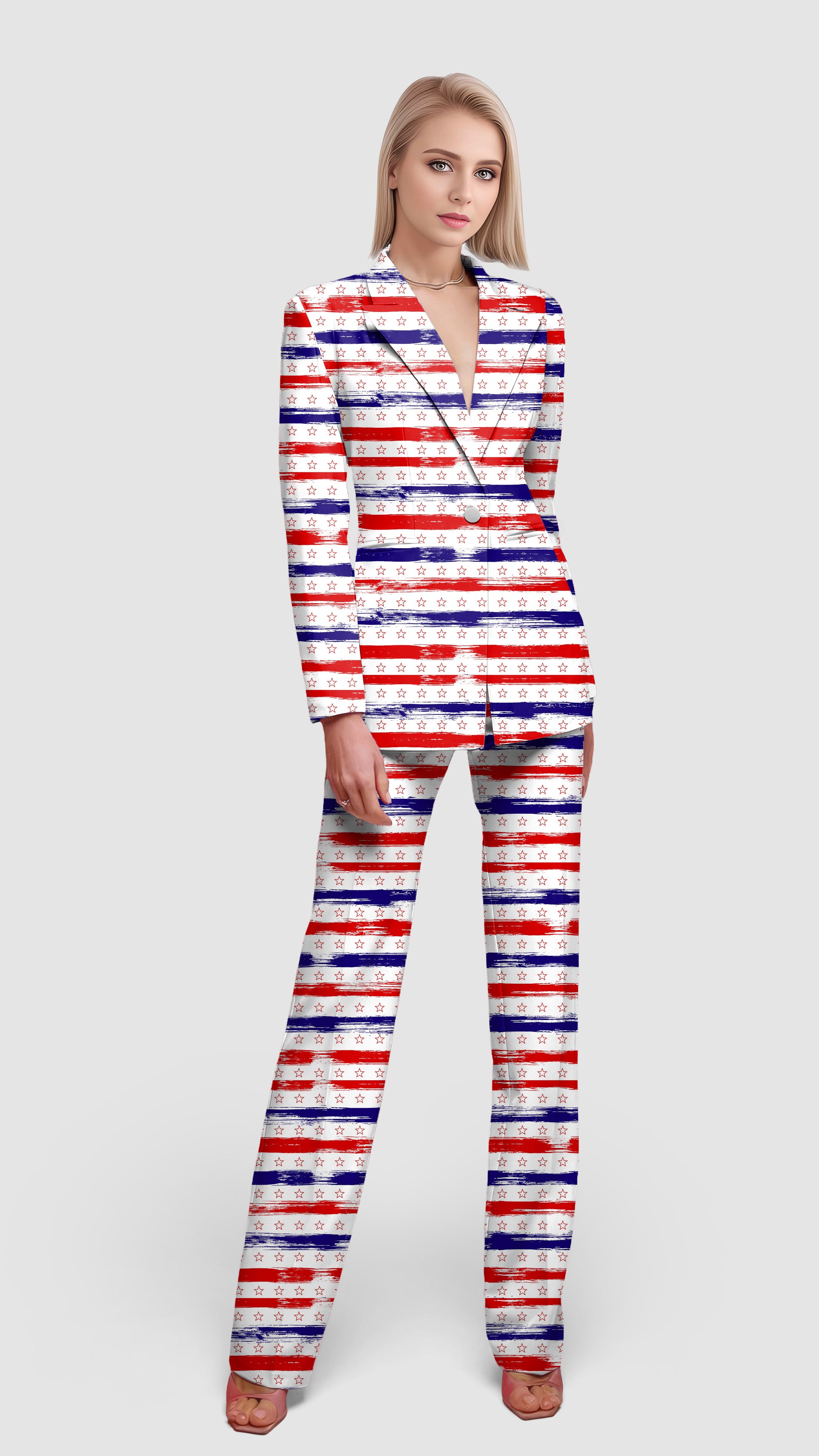 Stars & Stripes-Women's Blazer Casual Work Office Blazer Suit set