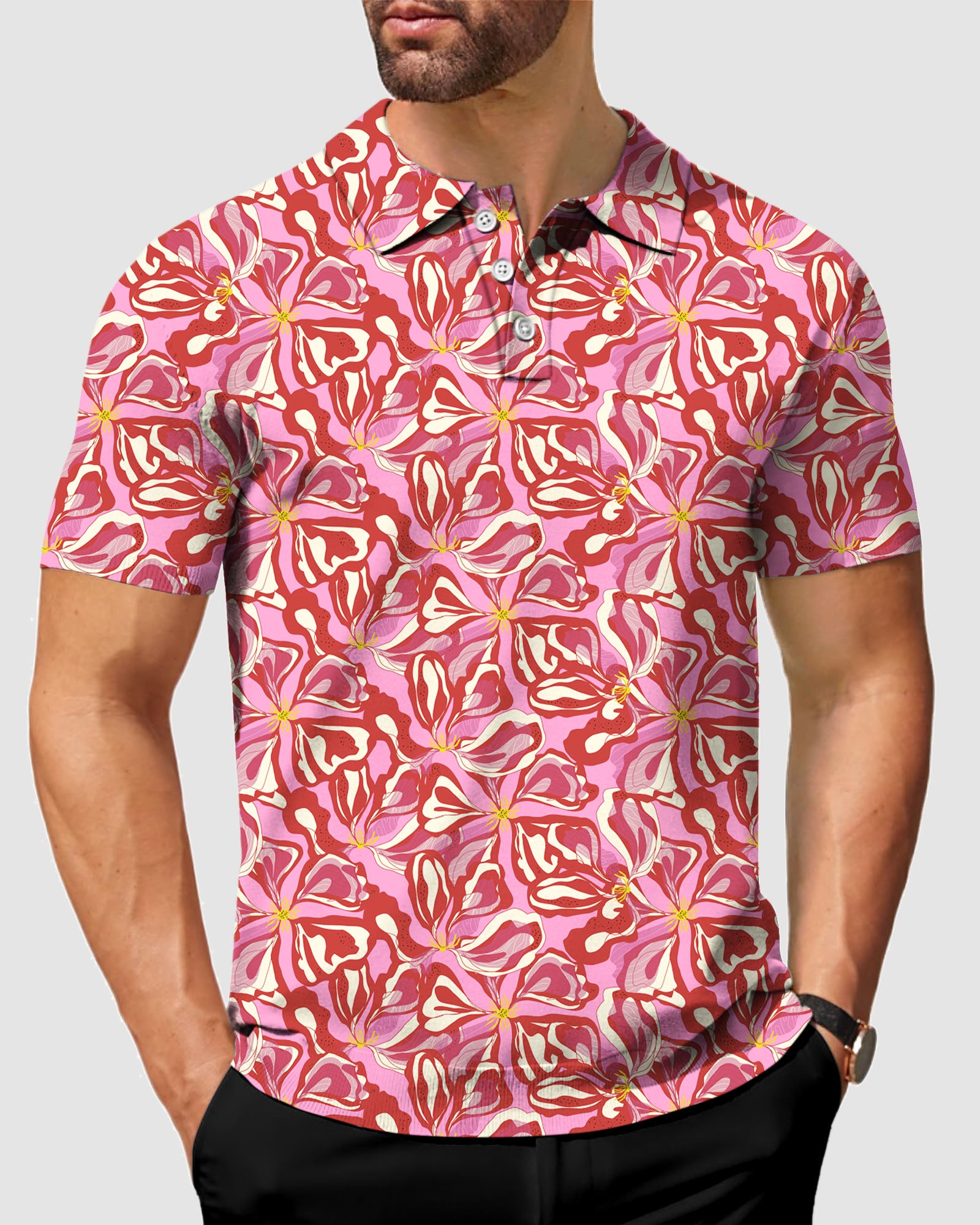 Men's Sunset Blossom Golf Polo
