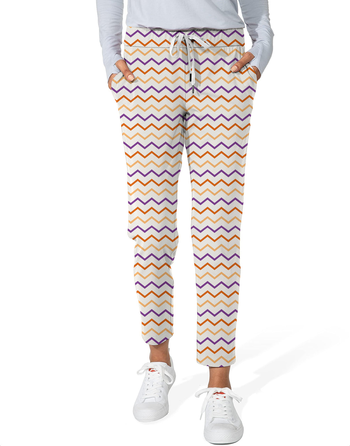 Colorful Halloween Waves Women's 7/8 Stretch Ankle Golf Pants