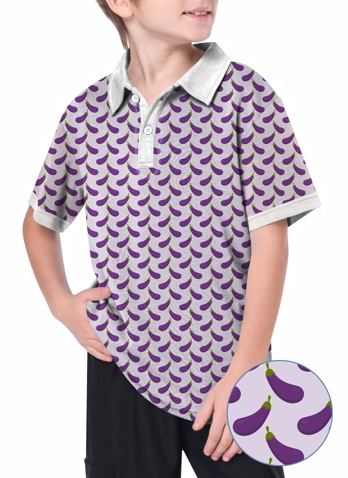Youth Purple eggplant Golf Polo