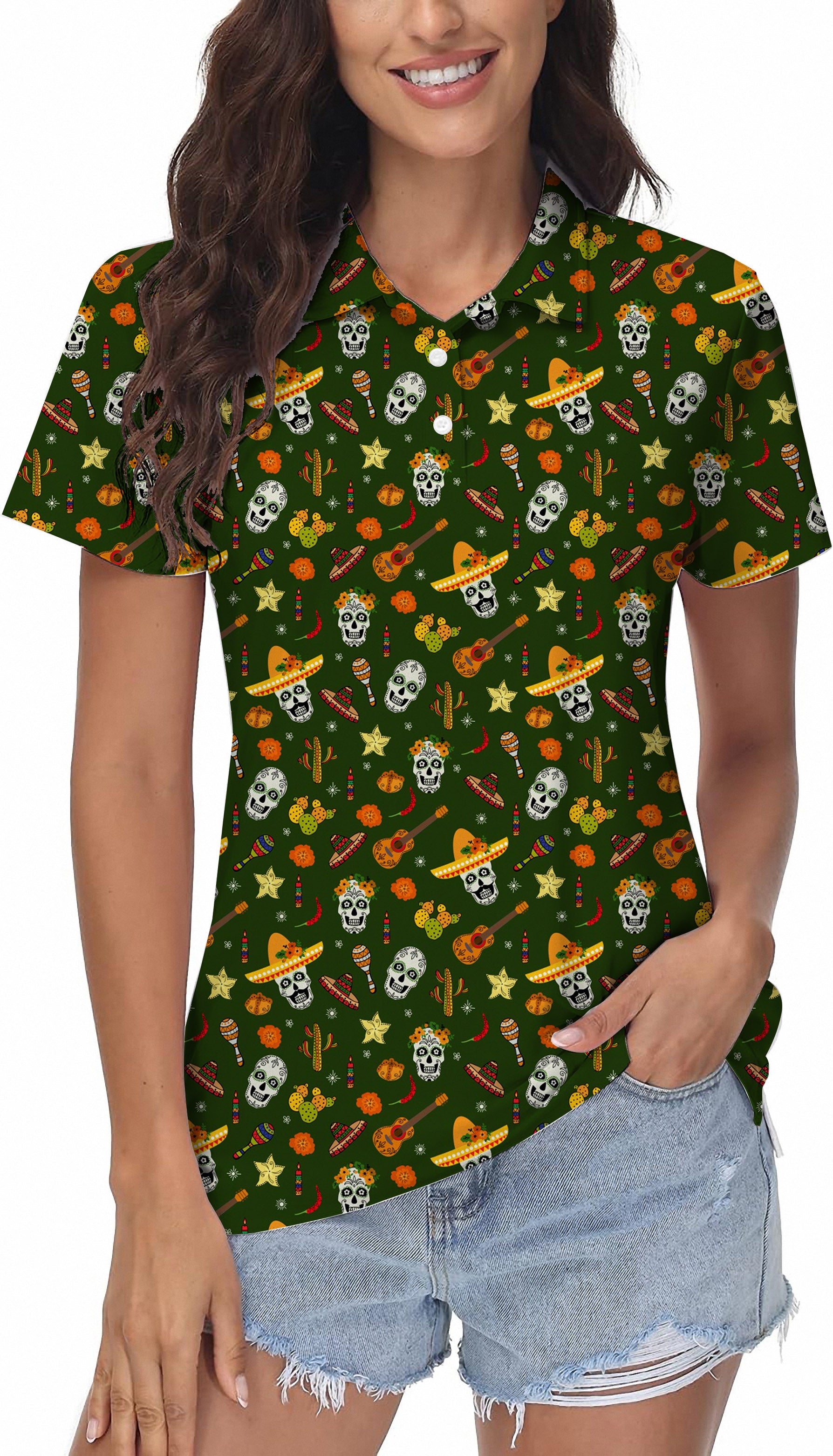 Enthusiastic Skull Women's Golf Polo