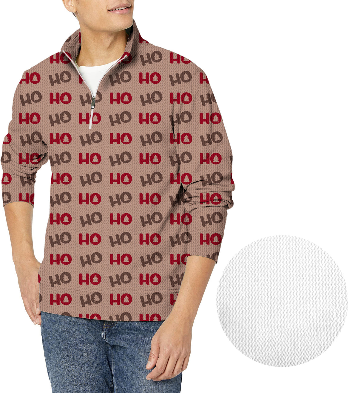 Christmas Tree HO Men's Golf Waffle Zipper Pullover