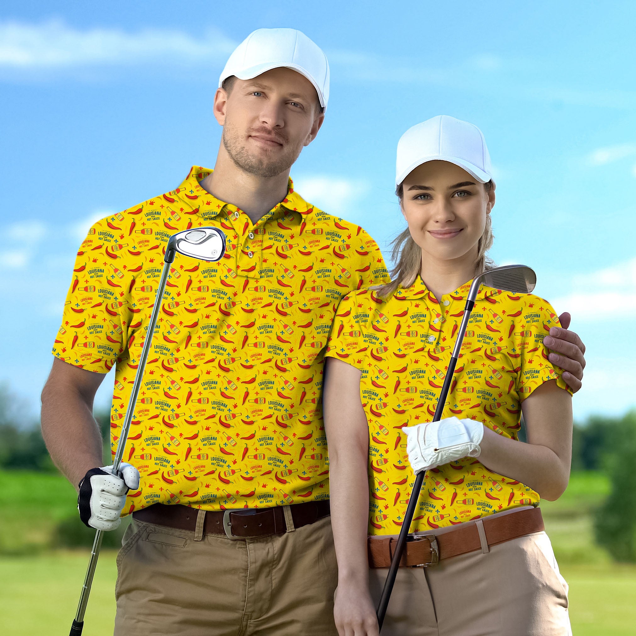 Golf Polo Couple Family set LOUISIANA HOT SAUCE