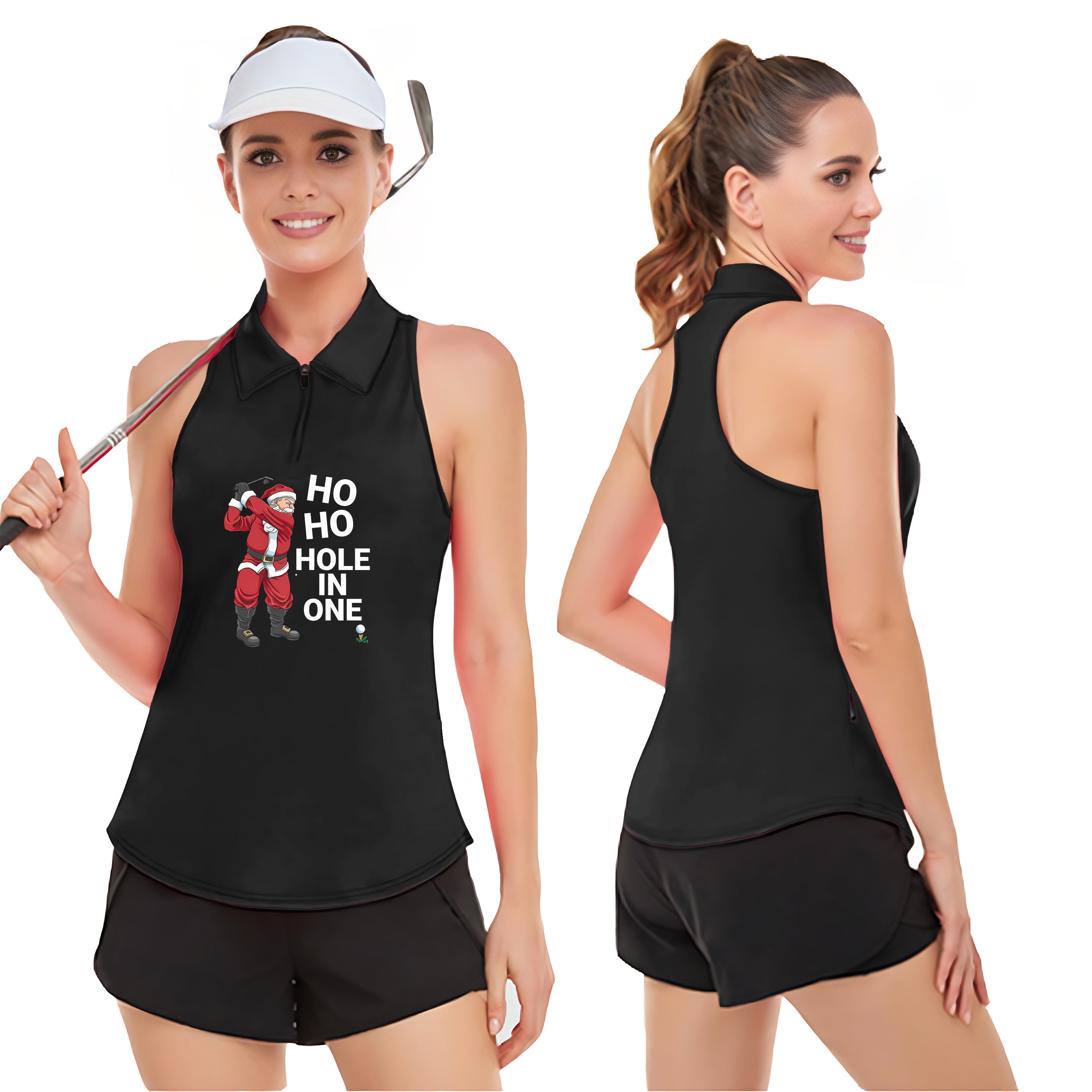 Santa Claus Women‘s Sleeveless Golf Tank Top Shirt Polo