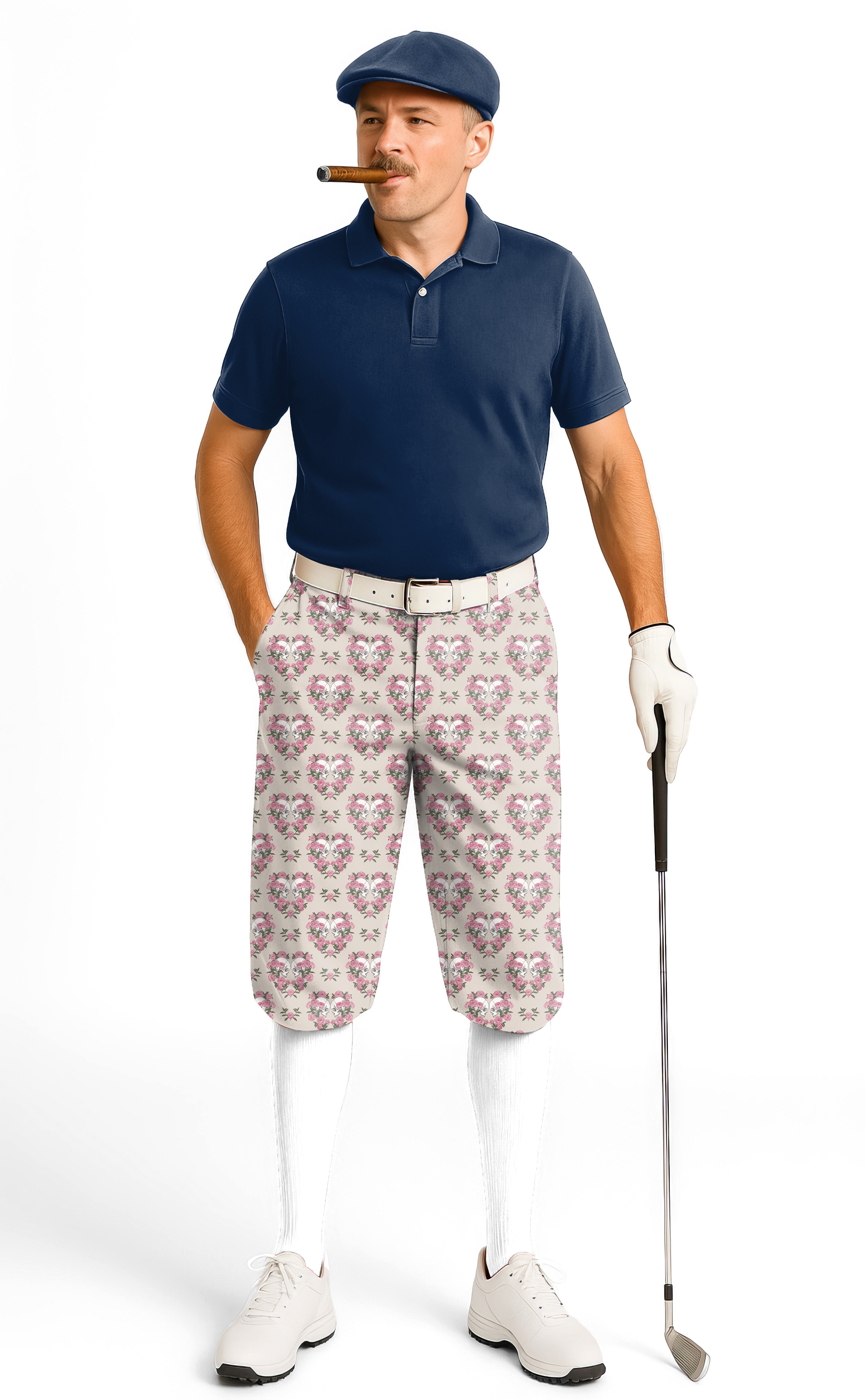 Halloween Skull Rose Men's Golf Knickers Pants