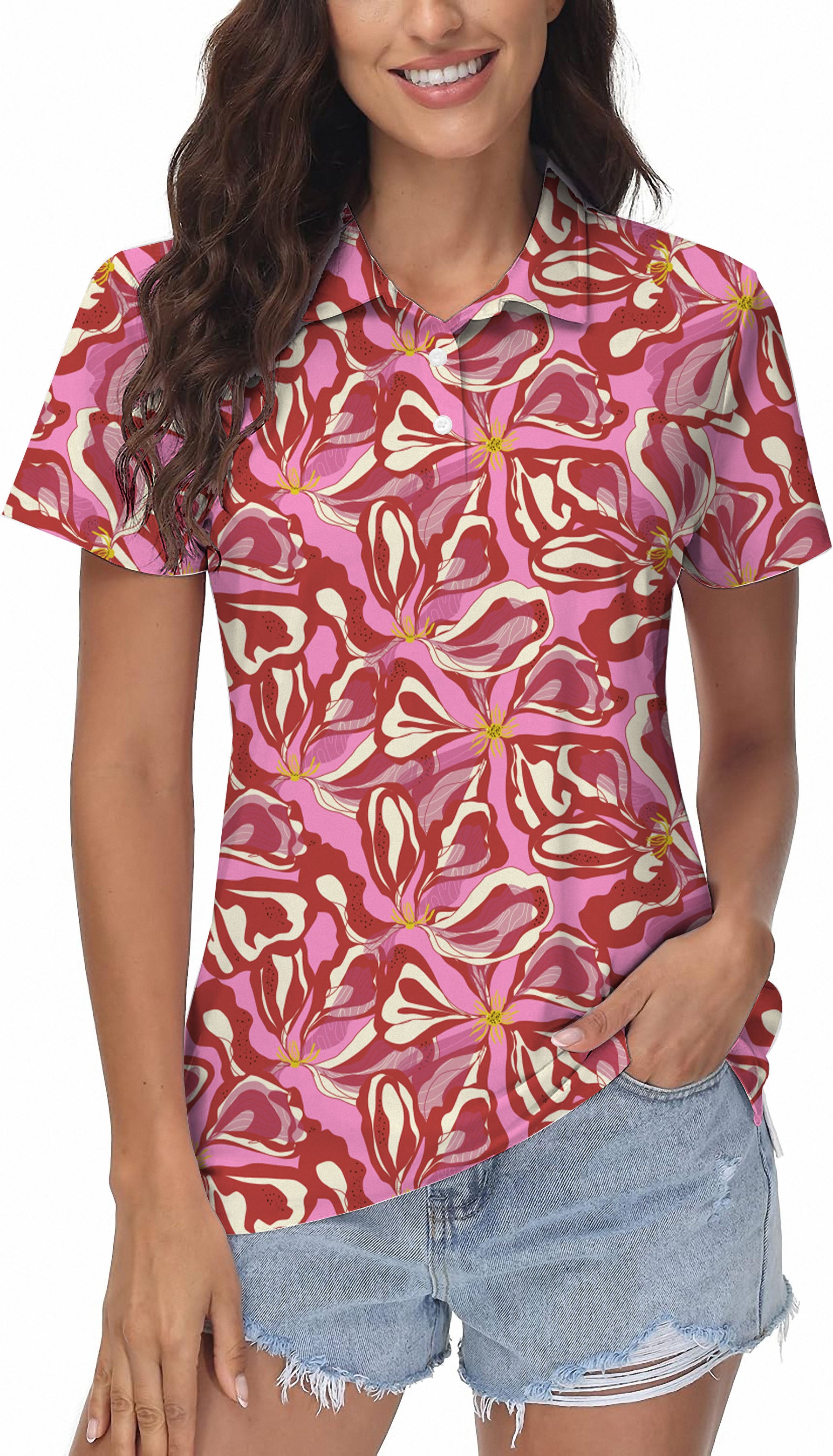 Sunset Blossom Women's Golf Polo